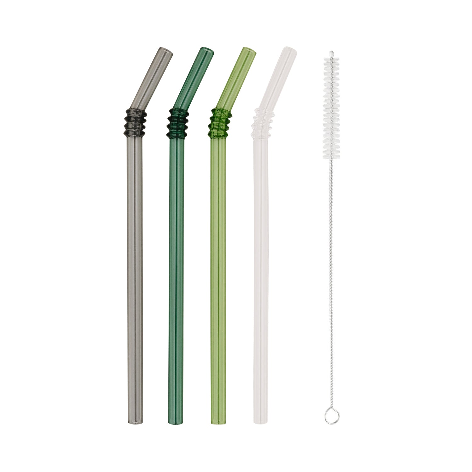 Glasstrohhalm geknickt 20cm grün 4er Set - Eulenschnitt