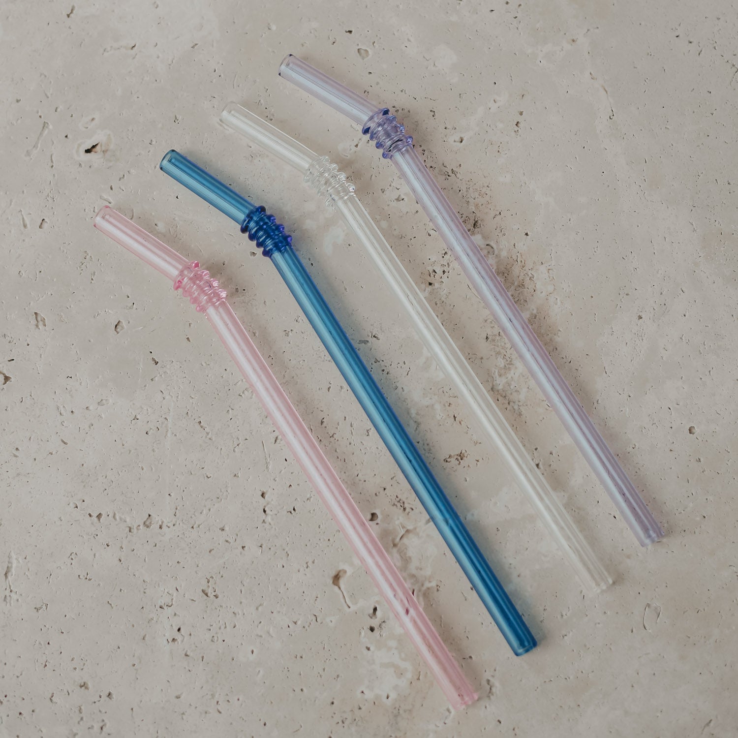Glasstrohhalm geknickt 20cm rosa 4er Set - Eulenschnitt