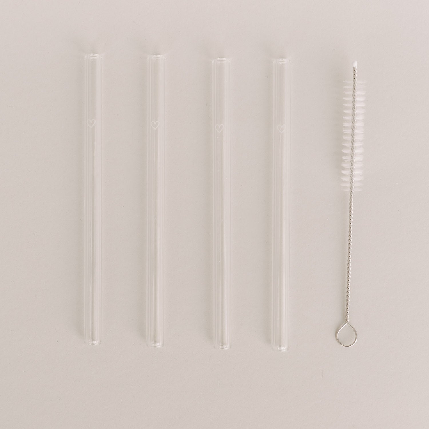 Glasstrohhalm Herz 13cm weiss 4er Set - Eulenschnitt