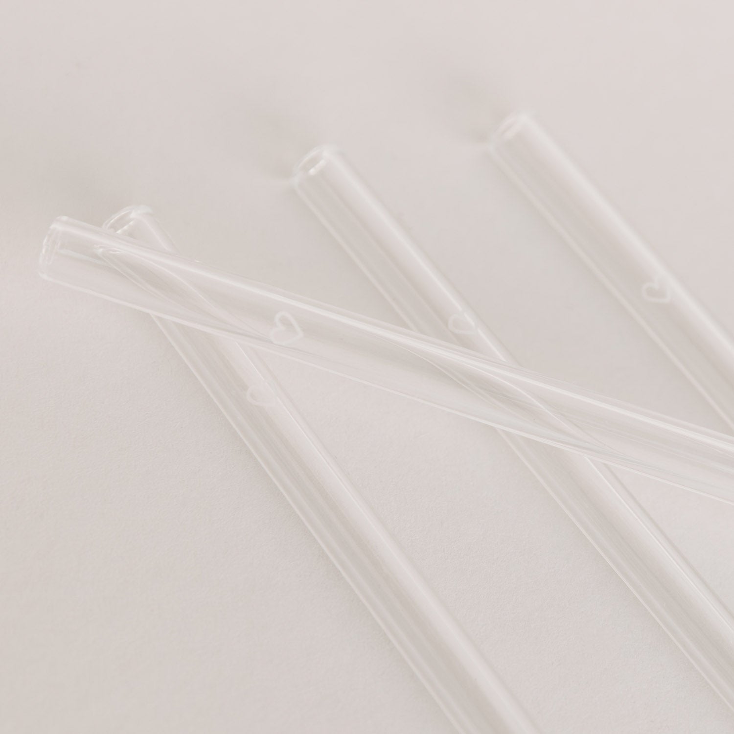 Glasstrohhalm Herz 13cm weiss 4er Set - Eulenschnitt