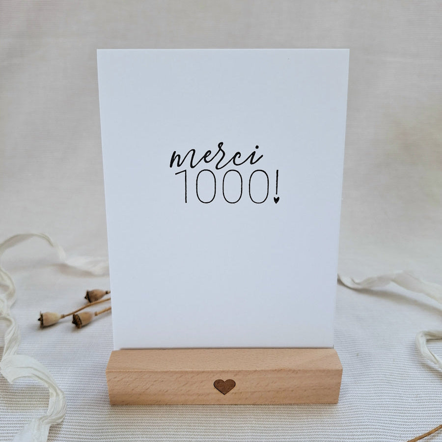 Postkarte "Merci 1000" – handgemacht
