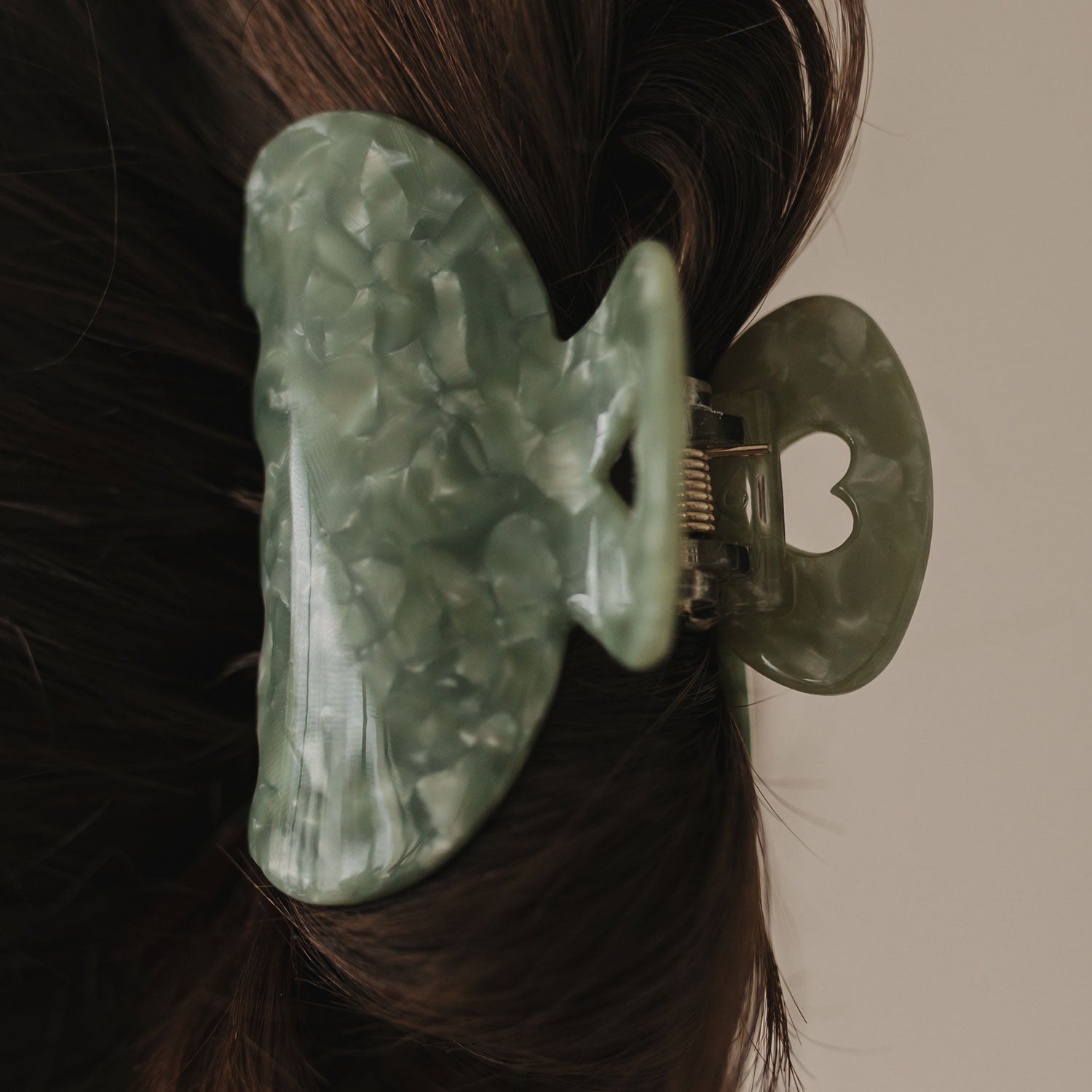 Hair clip heart jade large - Eulenschnitt