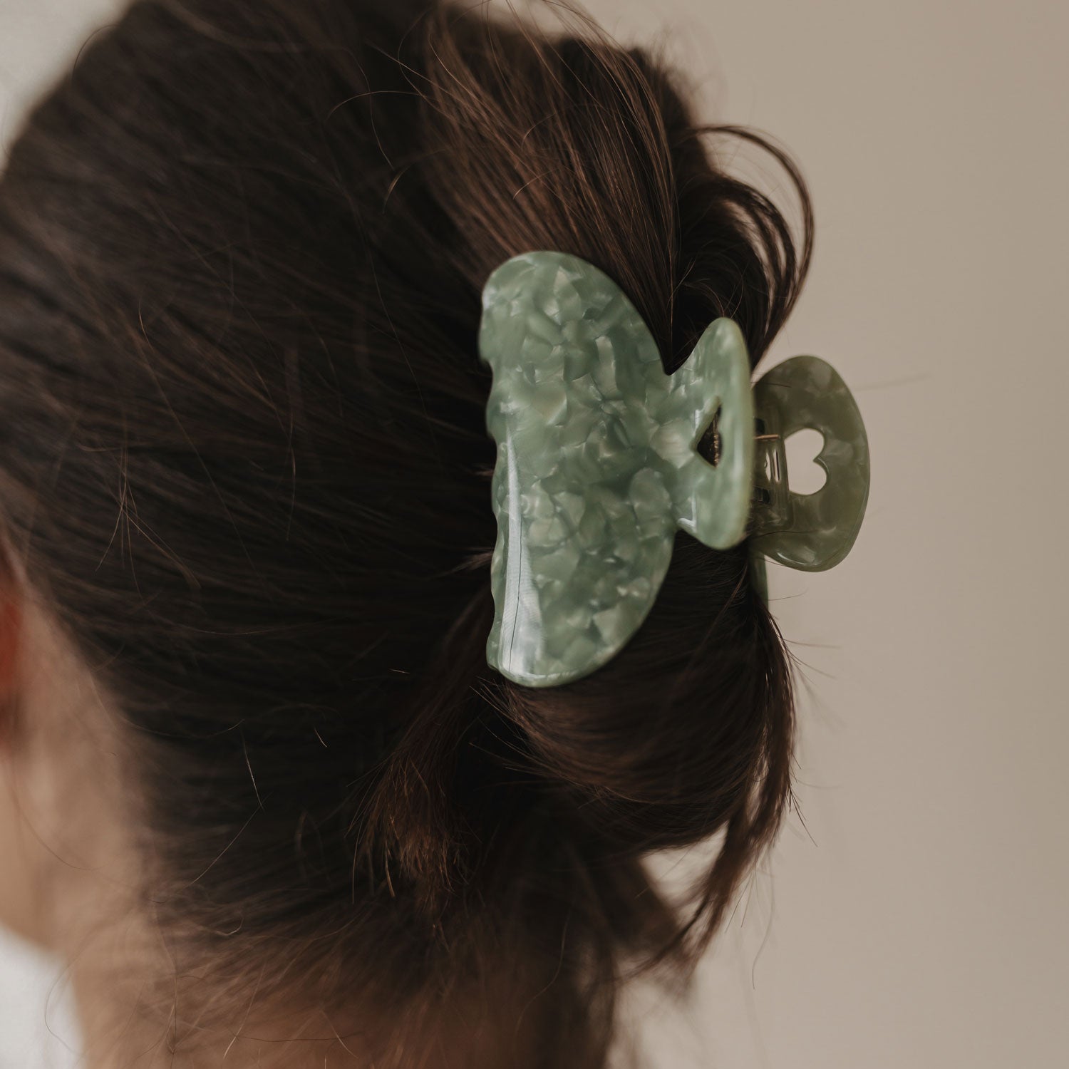 Haarspange Herz Jade gross - Eulenschnitt