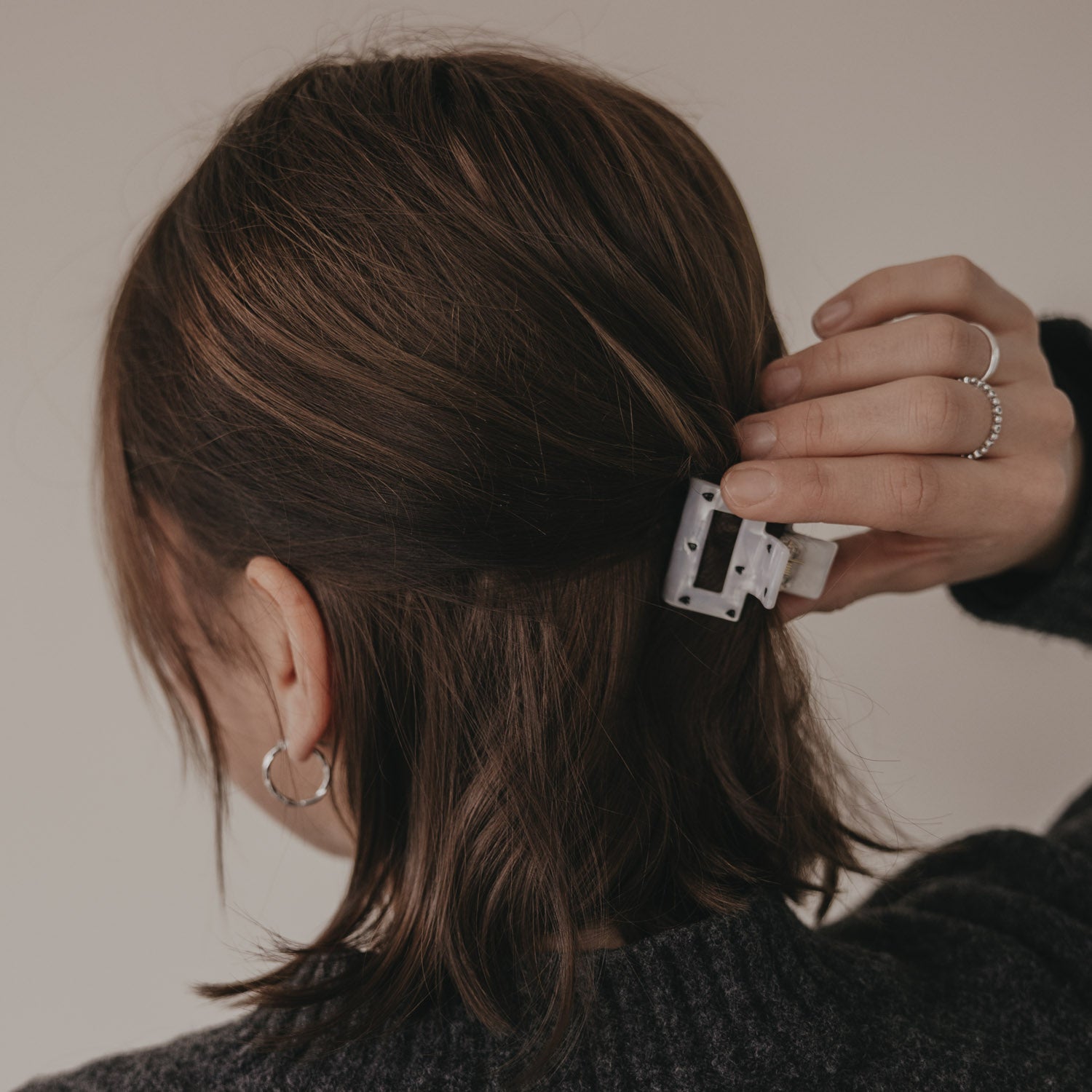 Fermaglio per capelli cuori squadrati nero perla piccolo - Eulenschnitt