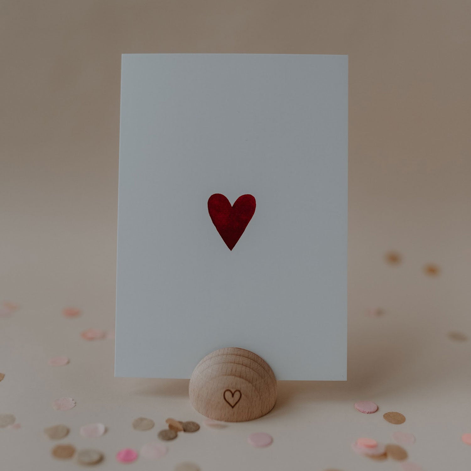 Demi-rondeer Porte-cartes coeur naturel - Eulenschnitt