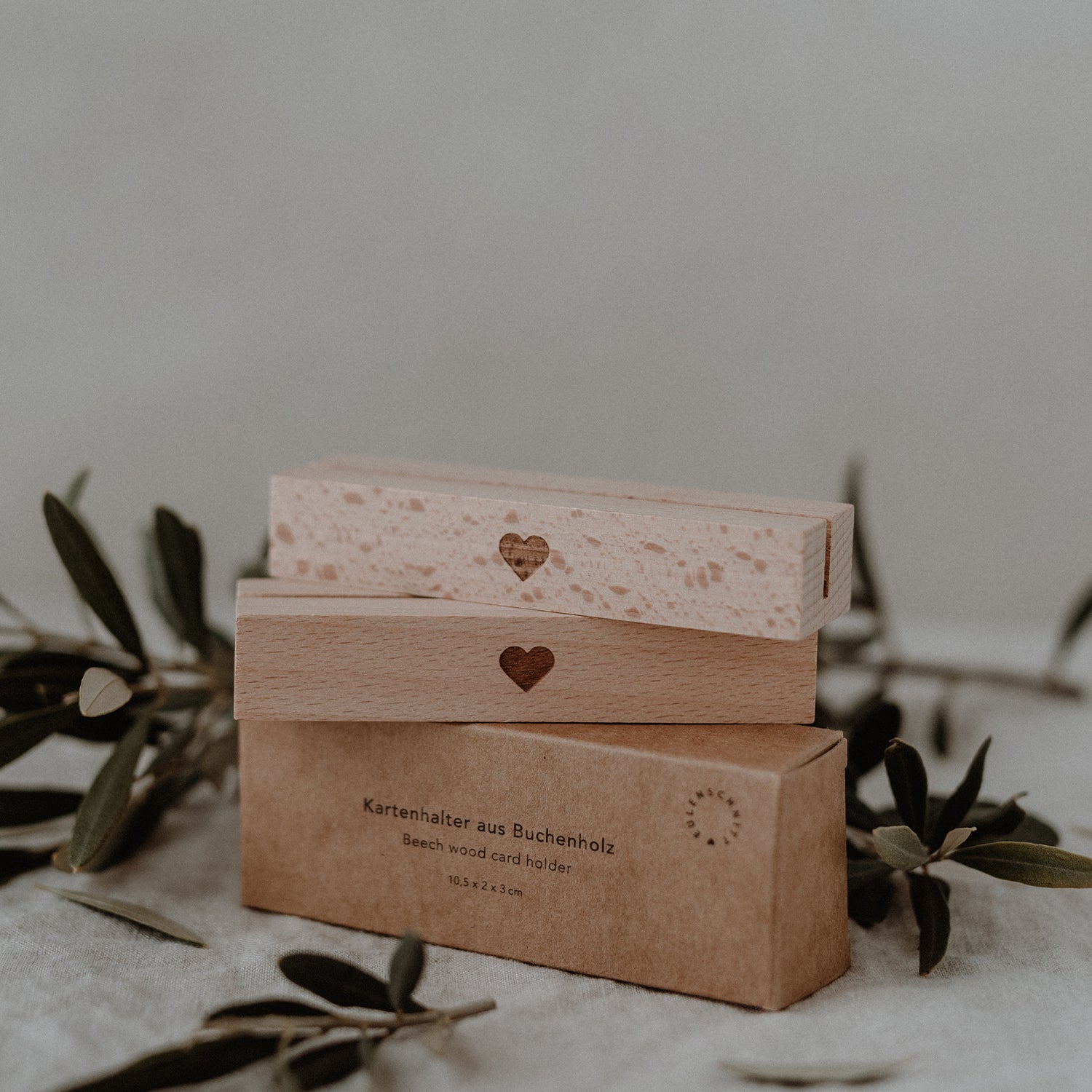 Card stand 10.5cm heart natural set of 2 - Eulenschnitt