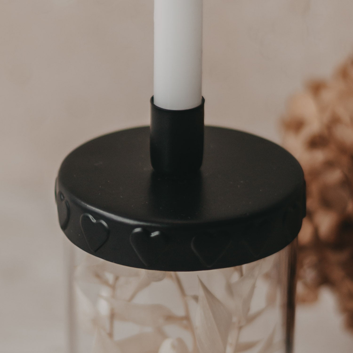 Kerzenhalter für Minivorratsglas Herzen schwarz - Eulenschnitt