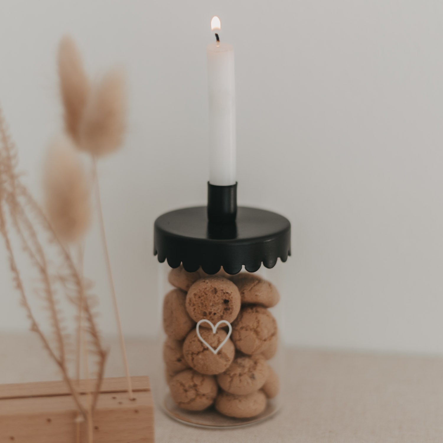 Candle holders for mini storage jar wave black - Eulenschnitt
