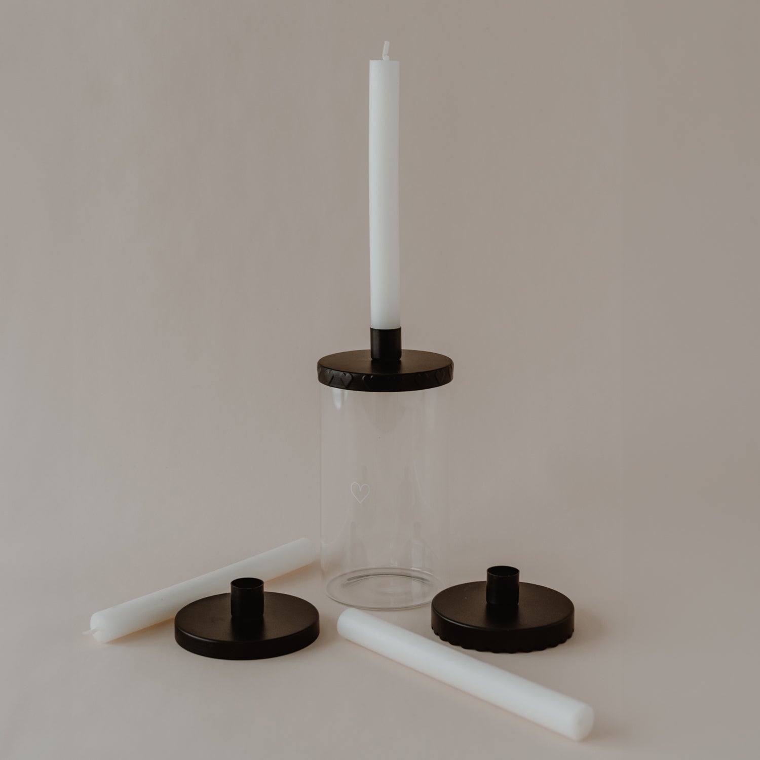 Candle holders heart black for Storage jars - Eulenschnitt