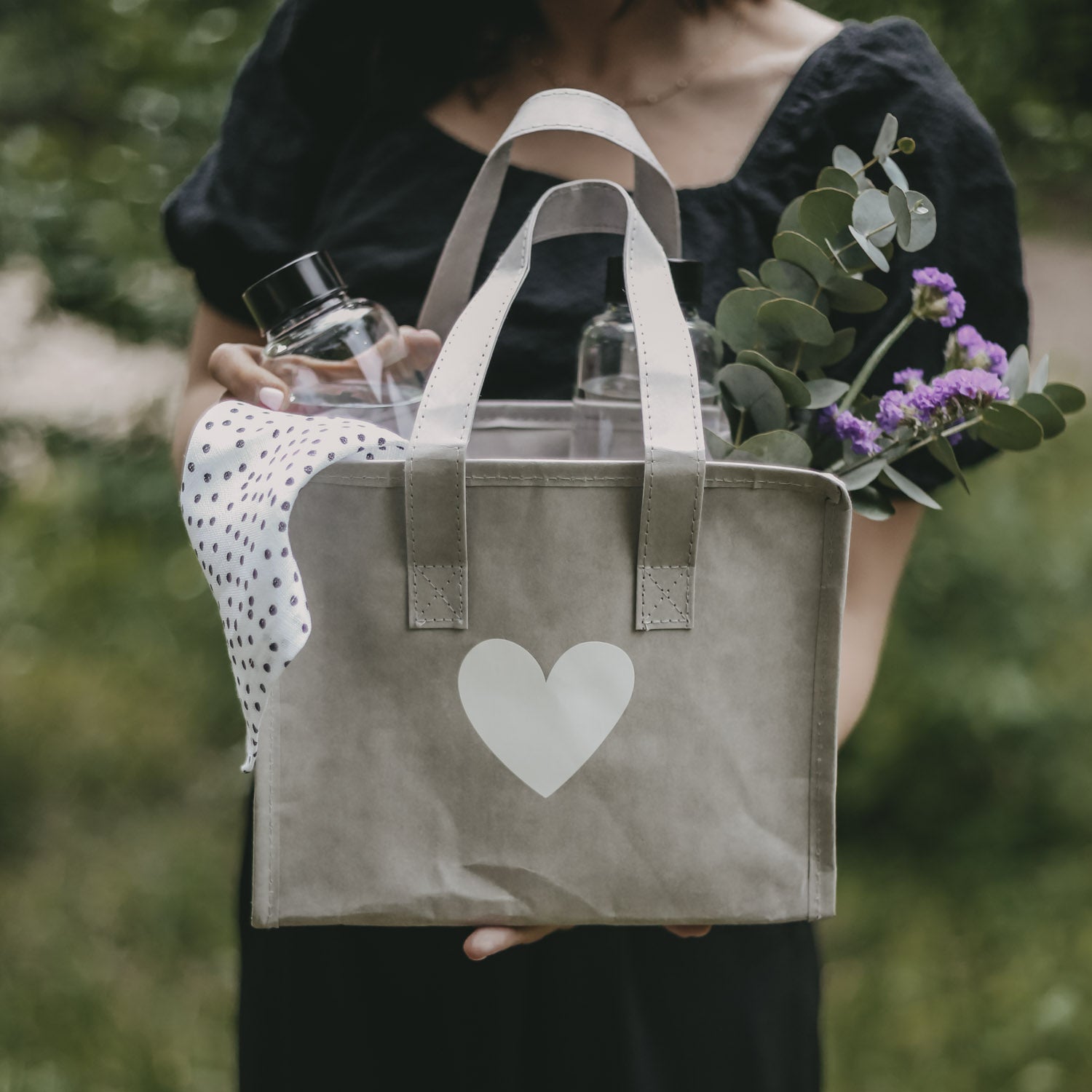 Kühltasche Herz grau klein - Eulenschnitt