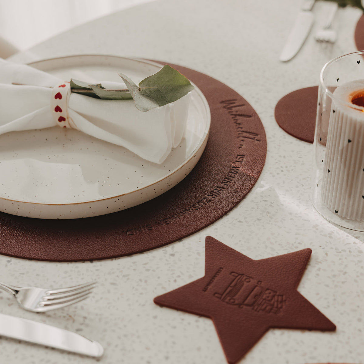 Tischset "Weihnachten ist" rot - Eulenschnitt (Bild 5)