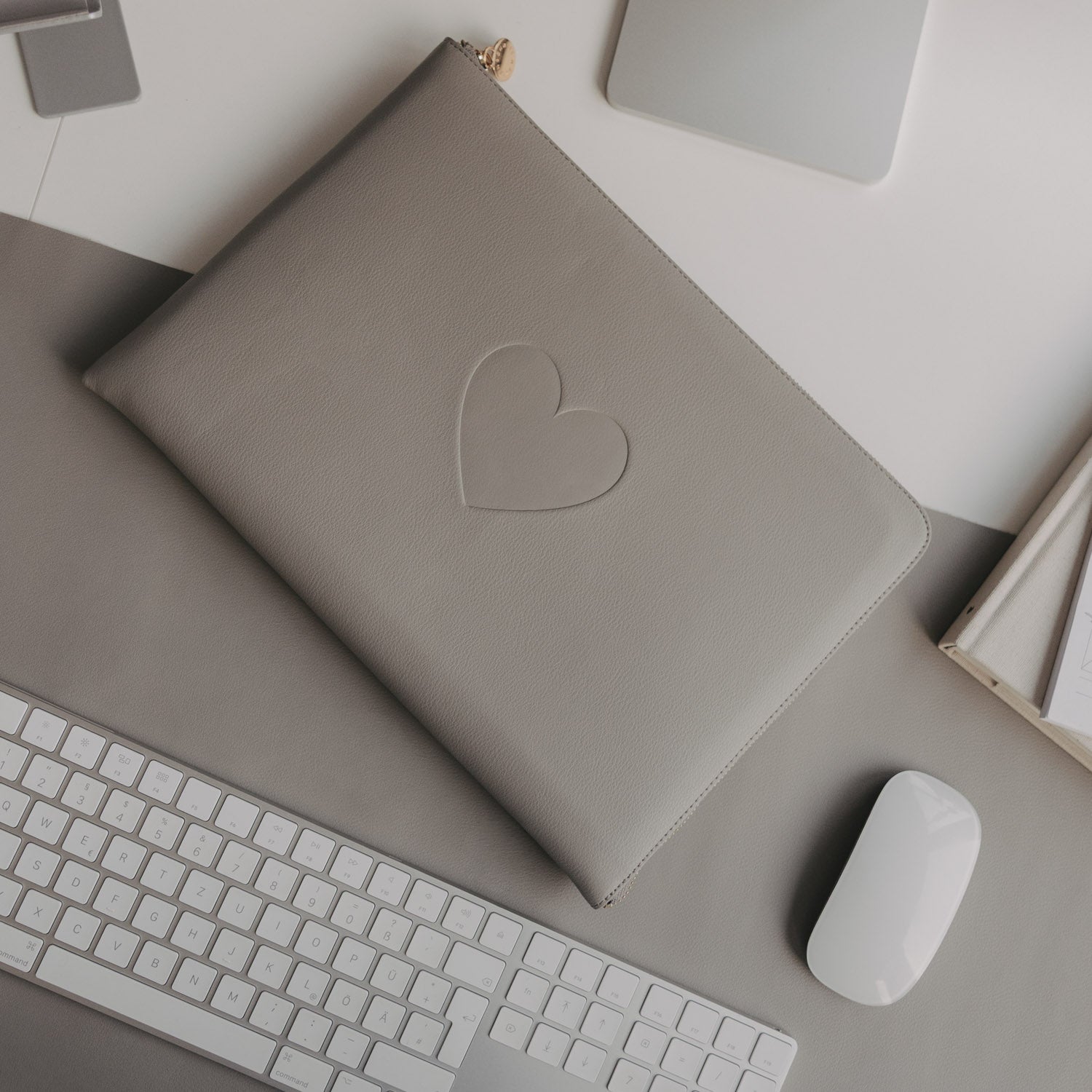 Laptoptasche Herz grau - Eulenschnitt