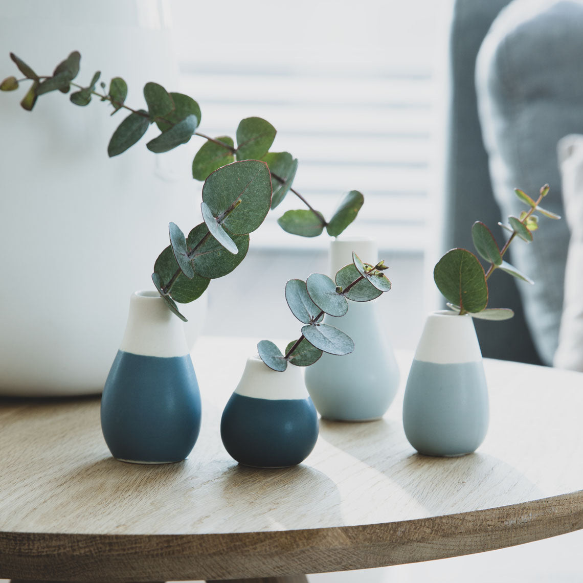 Mini Pastellvasen blau 4er Set - Räder