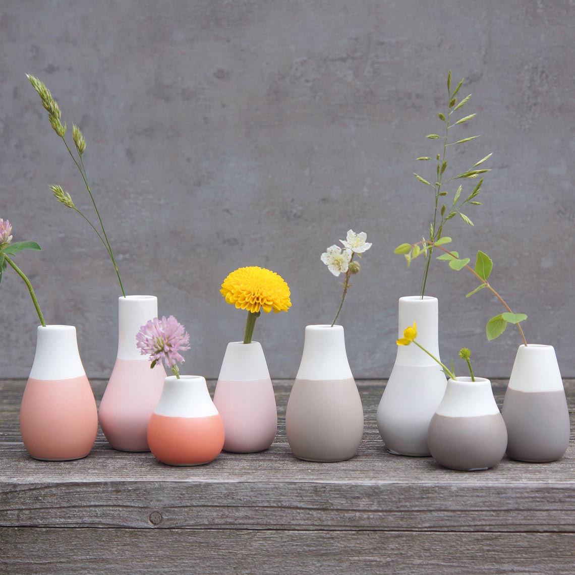 Mini Pastellvasen pudertöne 4er Set - Räder