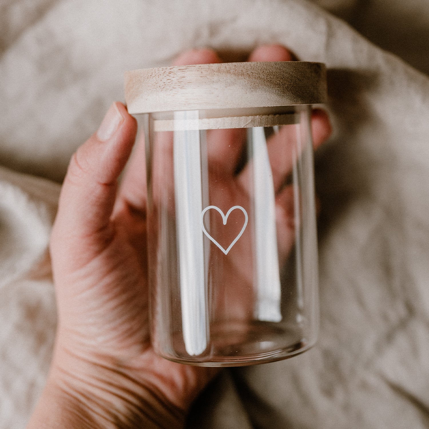 Mini storage jar heart white 9cm - Eulenschnitt