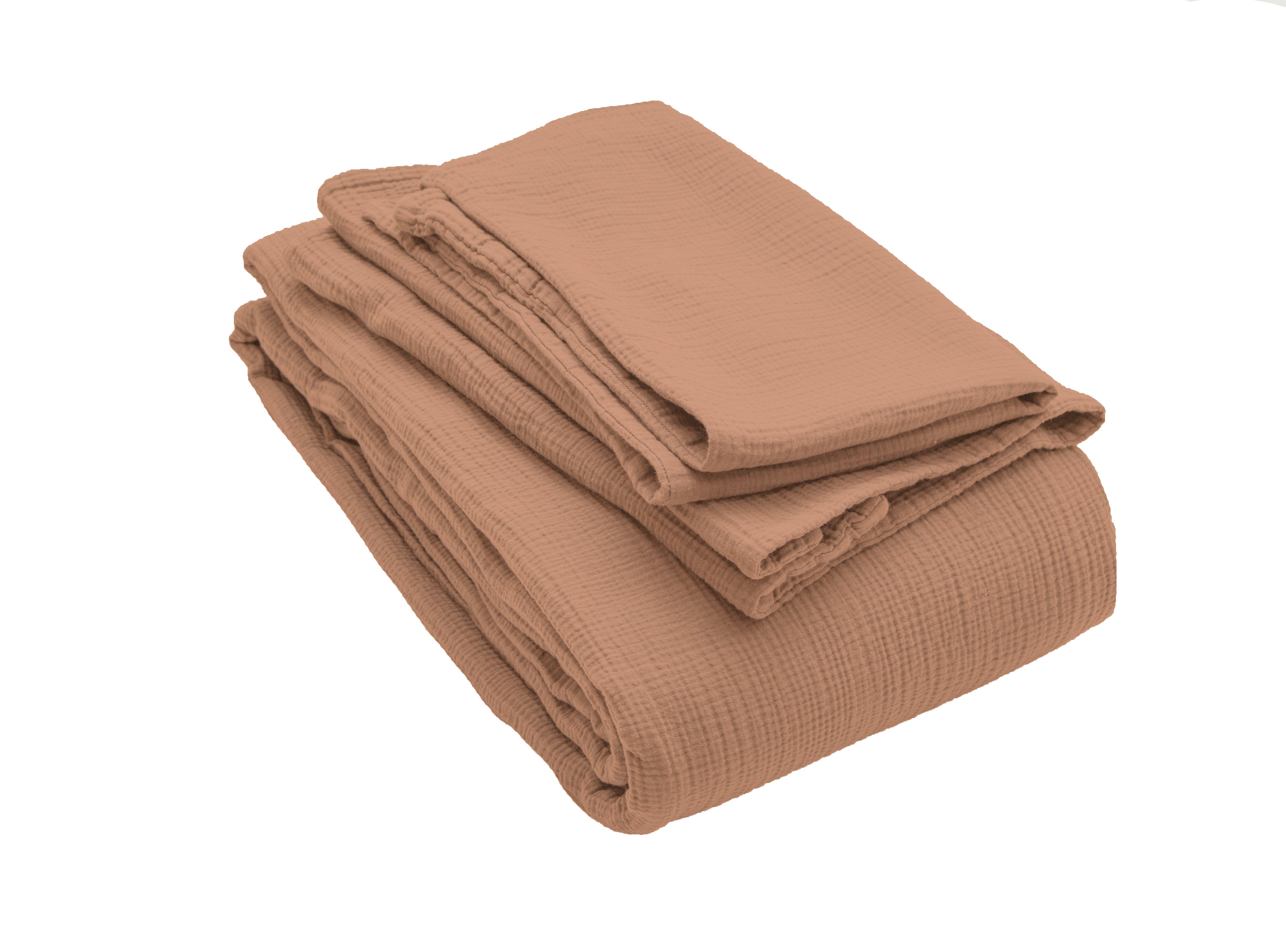 Musselin Duvetbezug 160x210cm & Kissenbezug 50x70cm Jula terracotta - Farbliebe