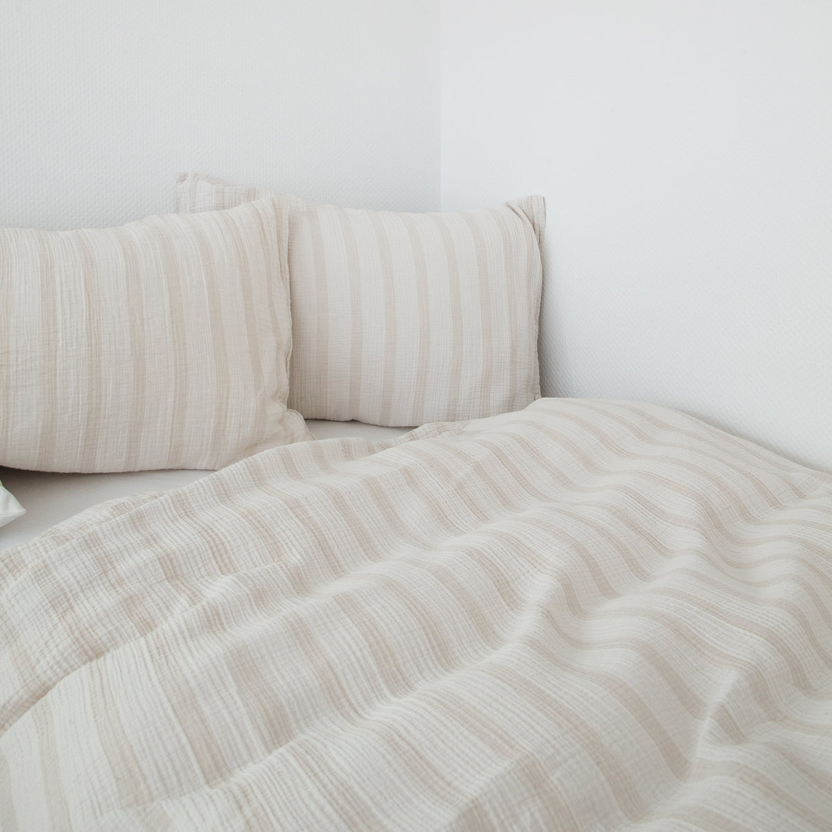 Copripiumino in mussola 160x210cm e federa 65x100cm Fina beige - Farbliebe