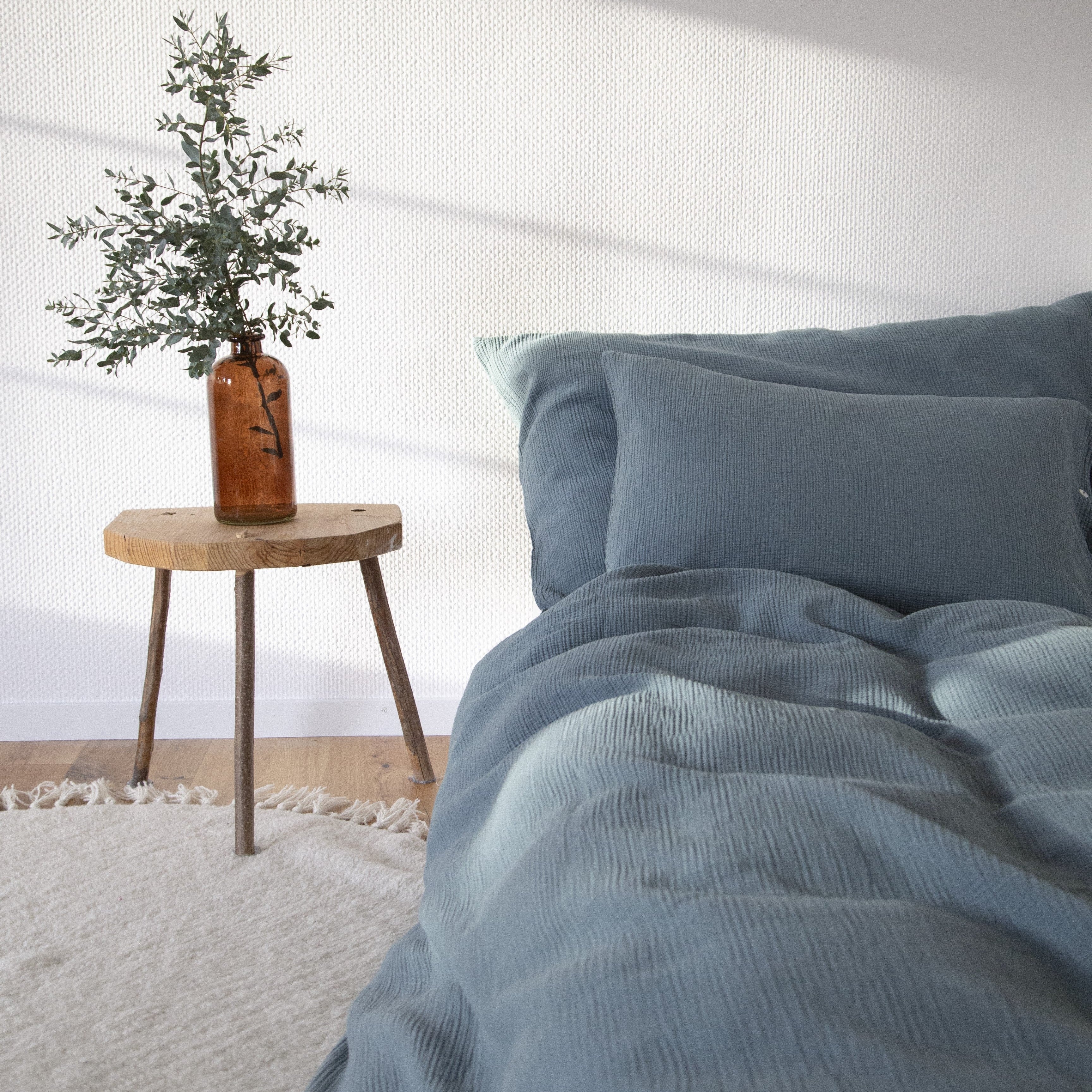 Musselin Duvetbezug 160x210cm & Kissenbezug 65x100cm Jula petrol - Farbliebe