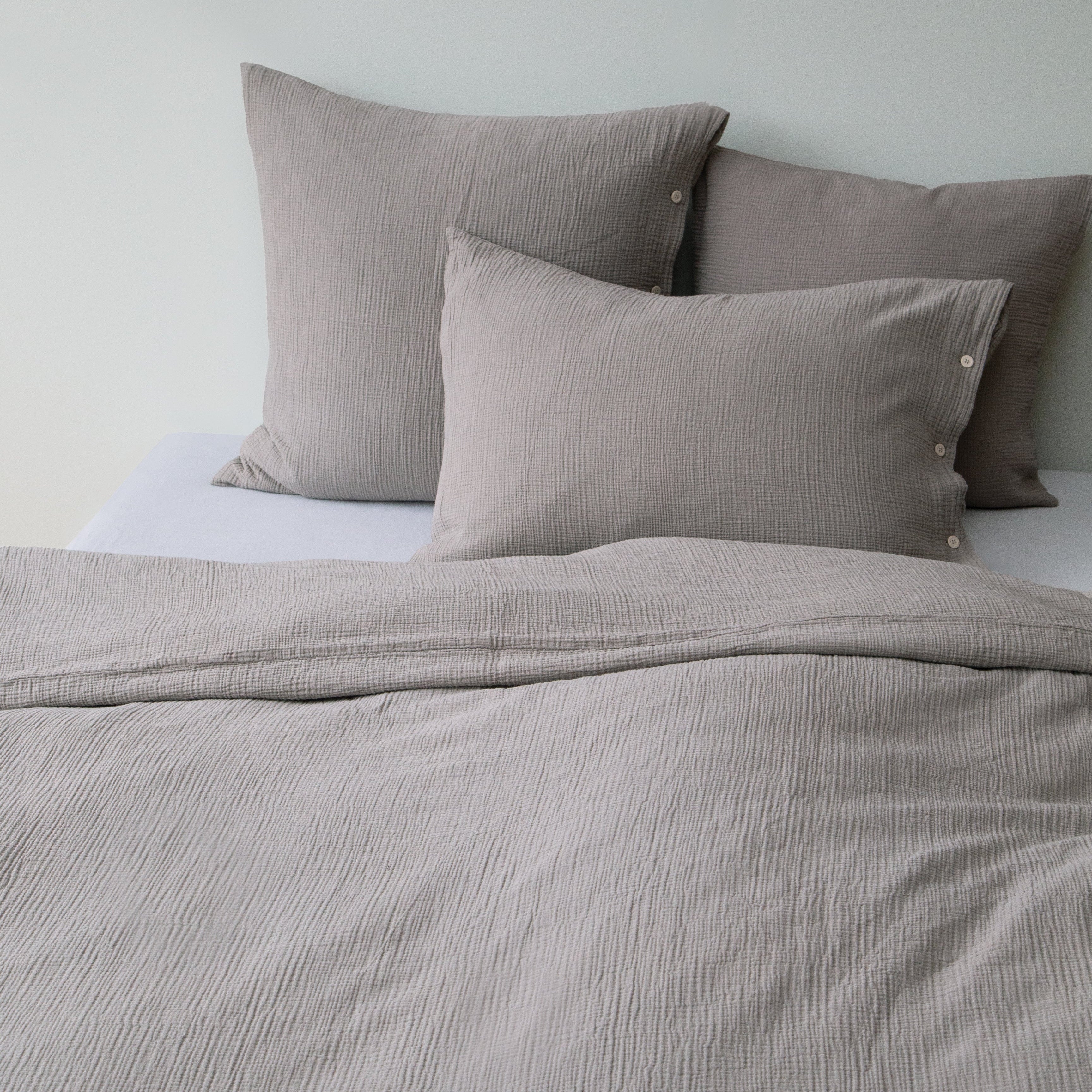 Musselin Duvetbezug 160x210cm & Kissenbezug 65x100cm Jula taupe - Farbliebe