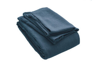 Musselin Duvetbezug Jula enzianblau 160x210cm - Farbliebe