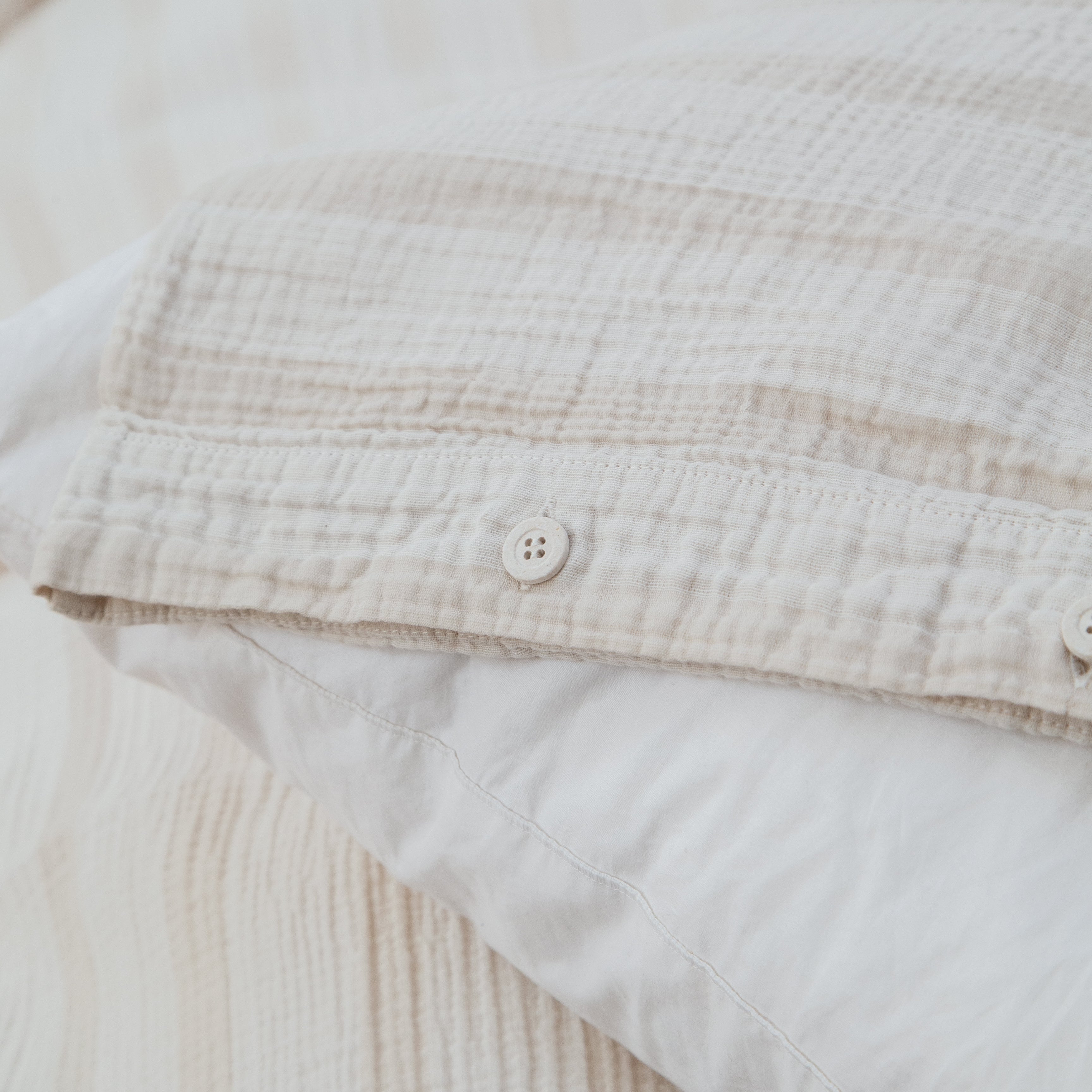Musselin Kissenbezug Fina beige 65x65cm - Farbliebe
