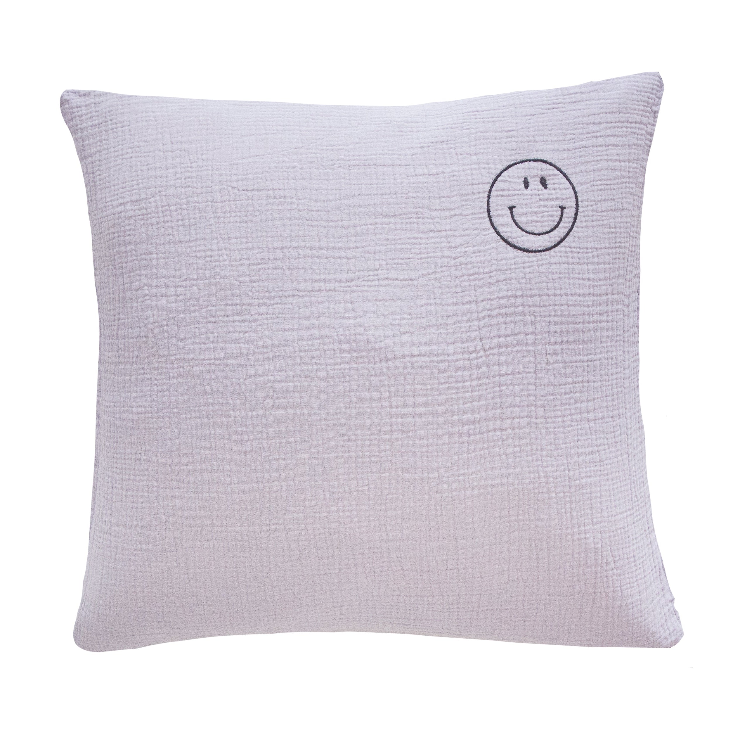 Musselin Zierkissen Hilla Smiley lila 50x50cm - Farbliebe