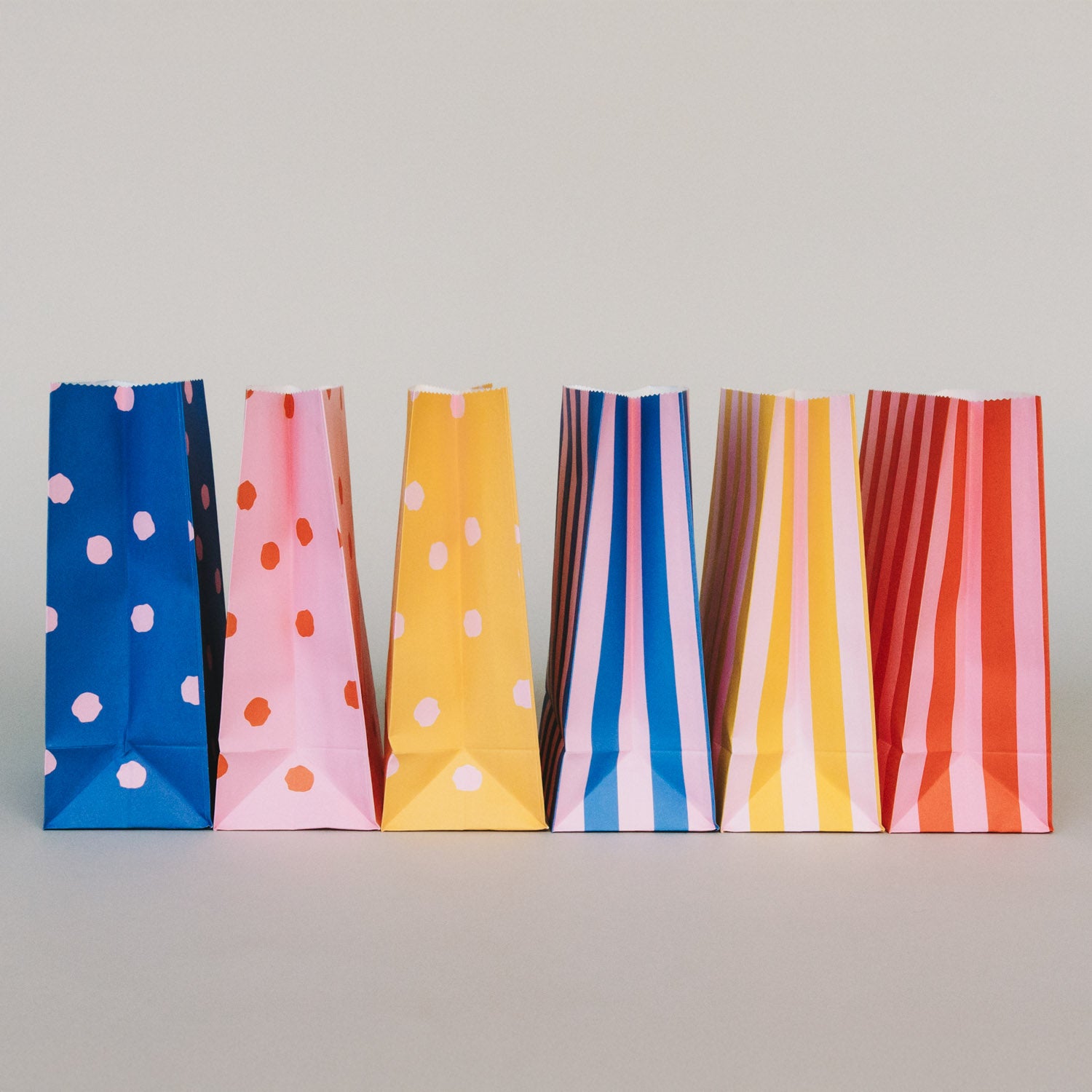 Paper bags stripes & dots pink small set of 6 - Eulenschnitt