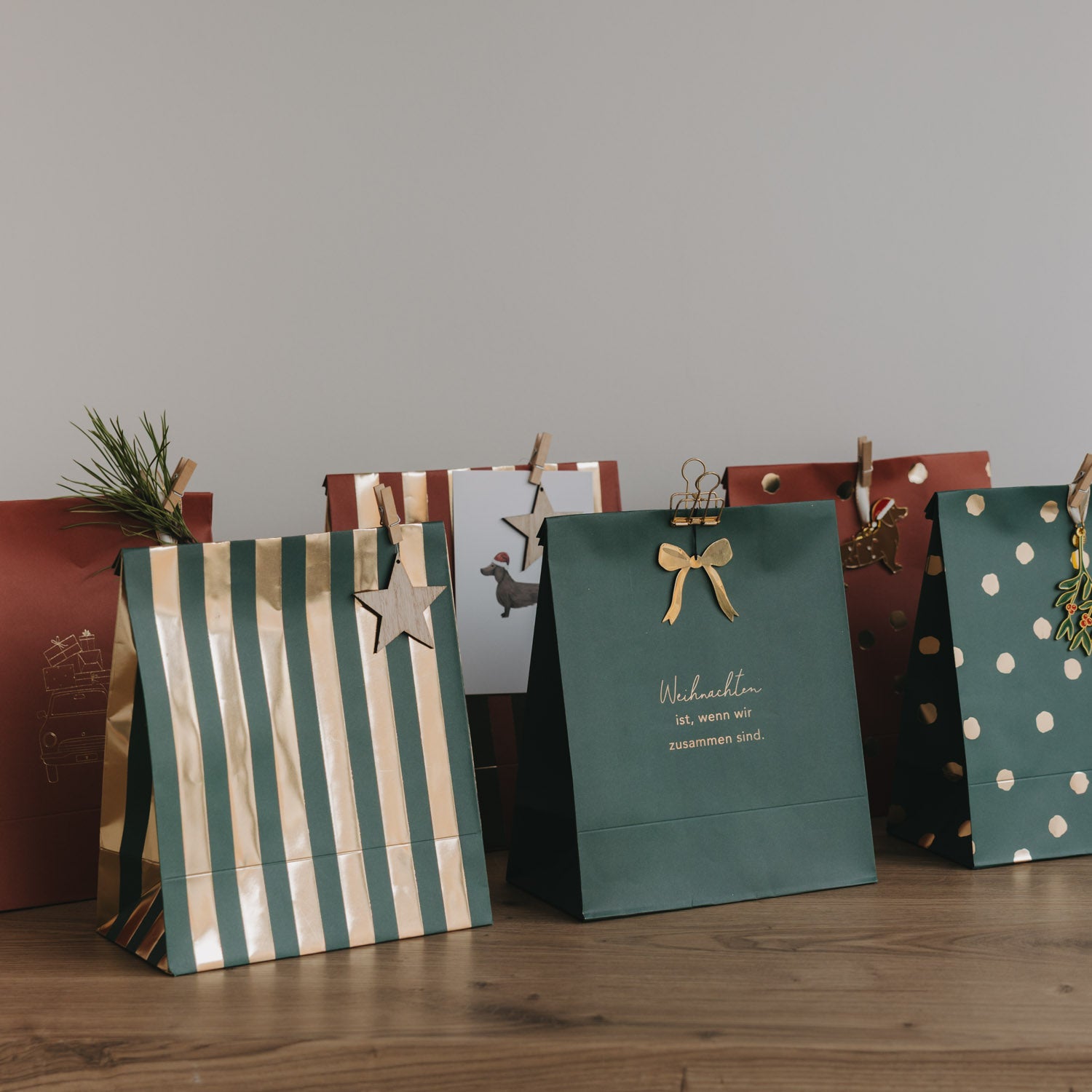Sacchetti di carta Natale media set da 6 - Eulenschnitt