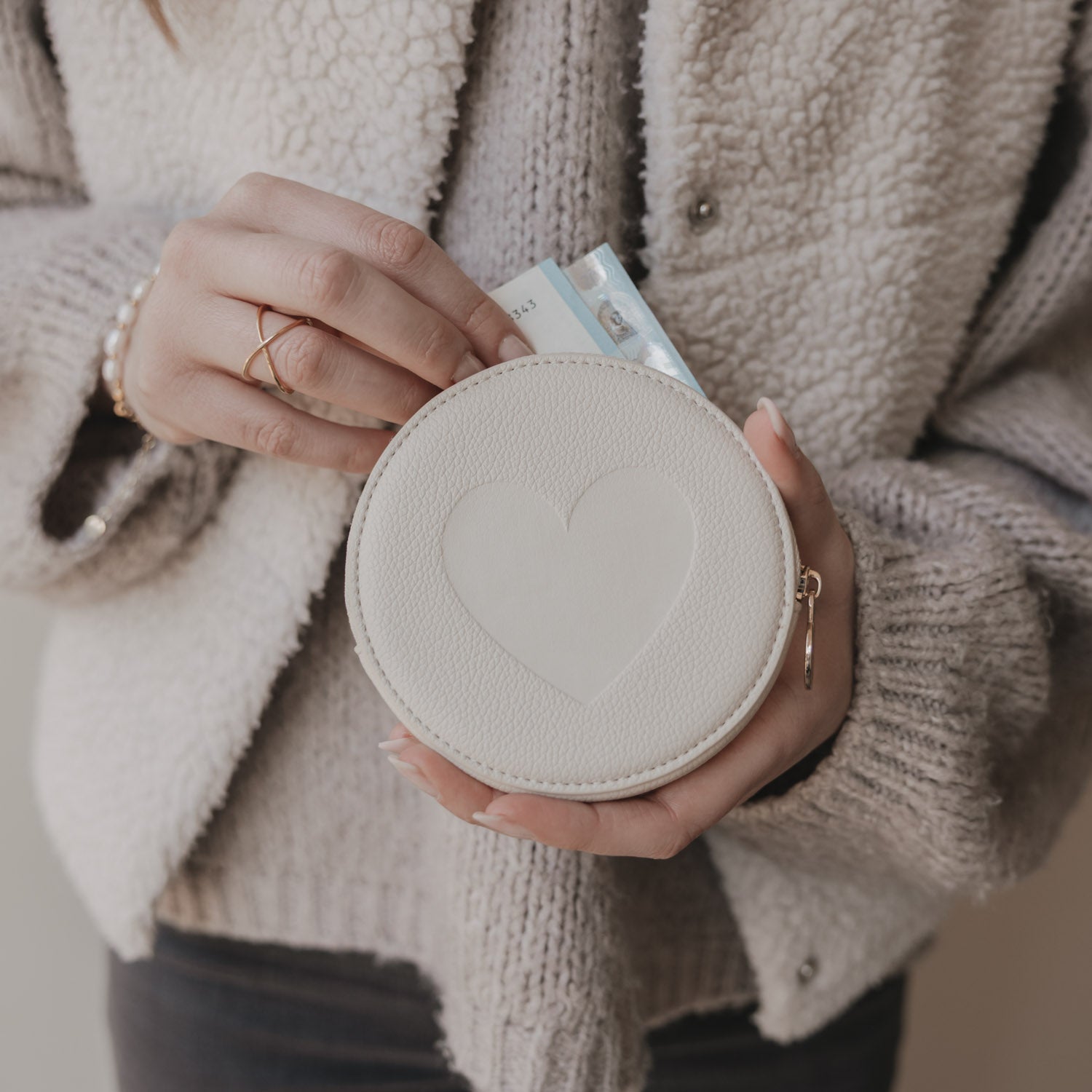 Wallet heart cream - Eulenschnitt