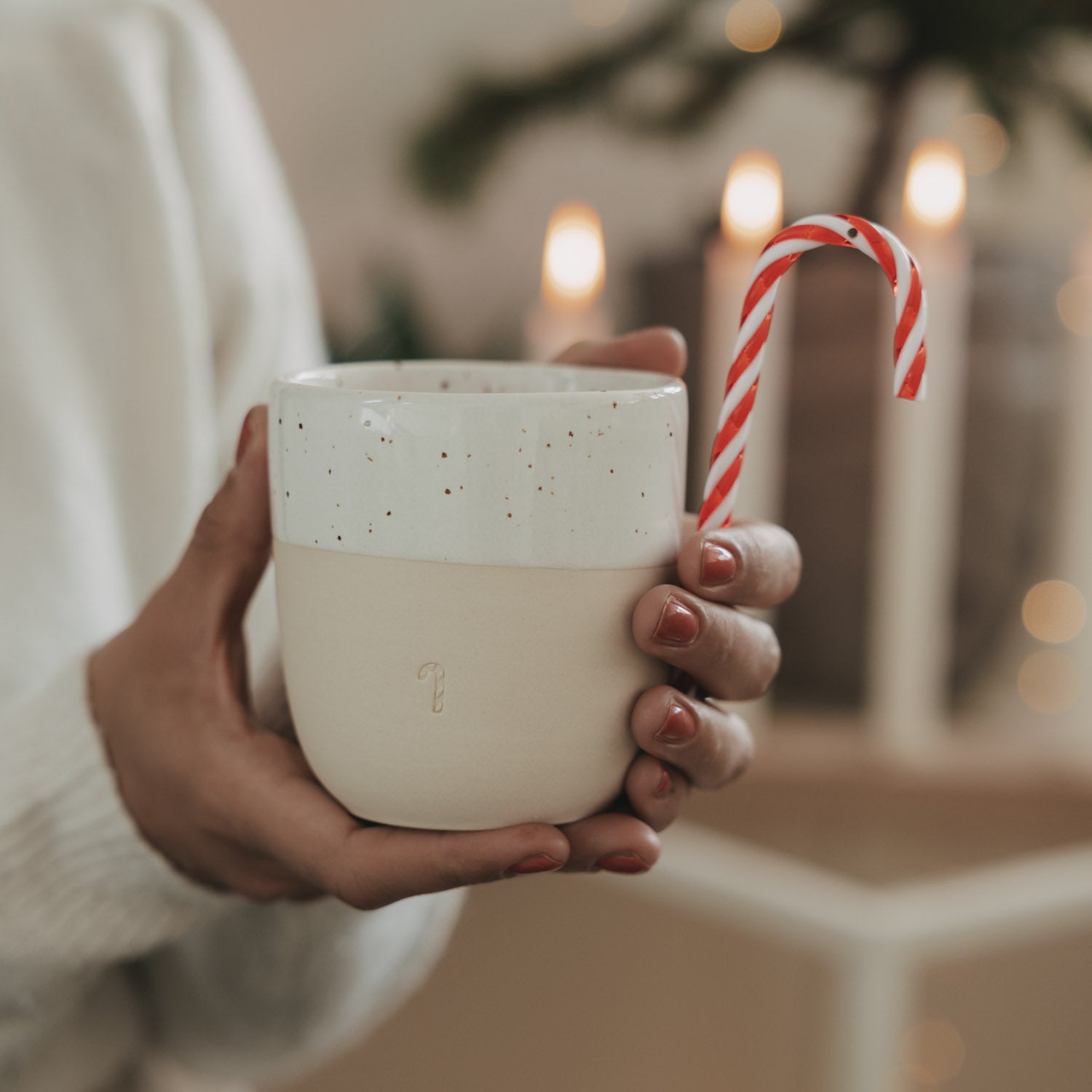 Stoneware Mug Candy Cane – Handmade - Eulenschnitt