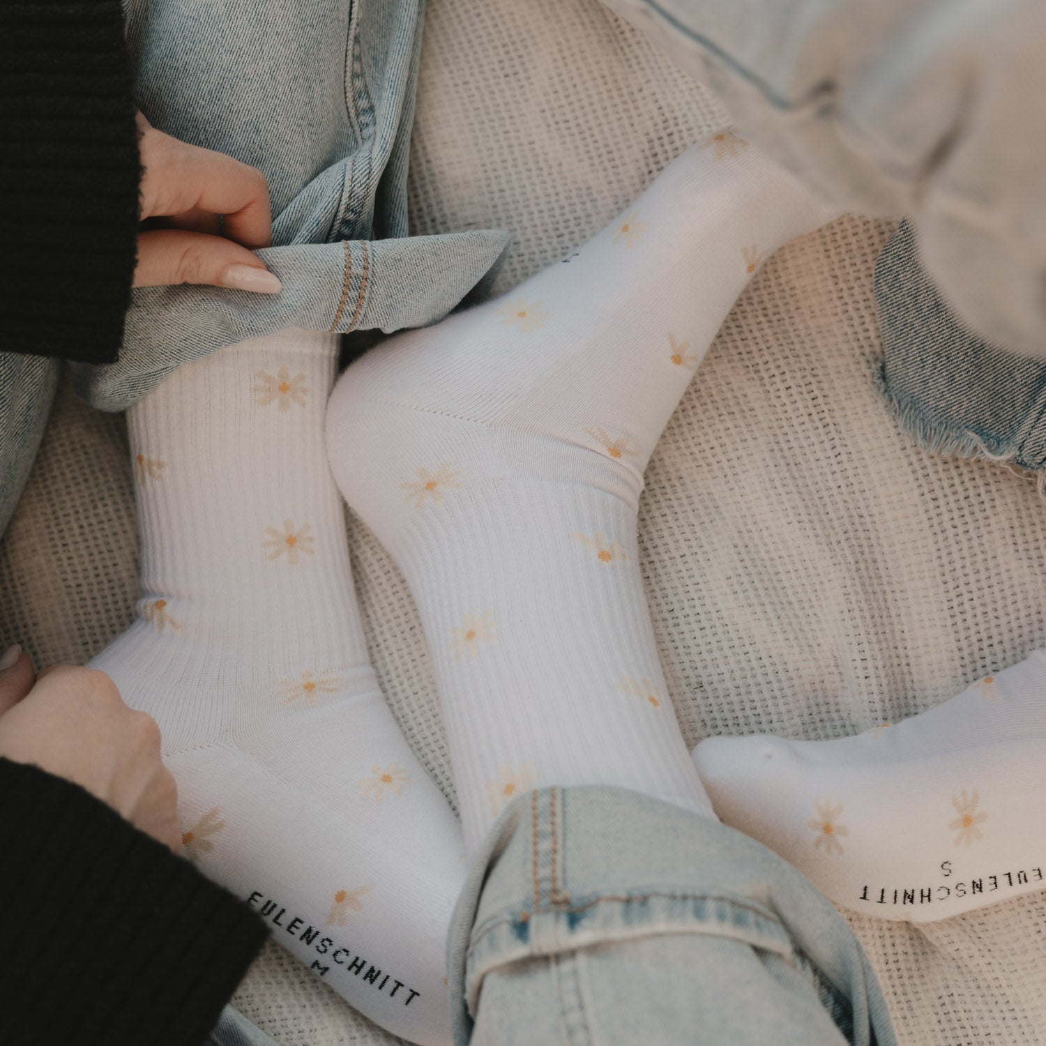 Socken "Allover Daisy" weiss 39-42 - Eulenschnitt