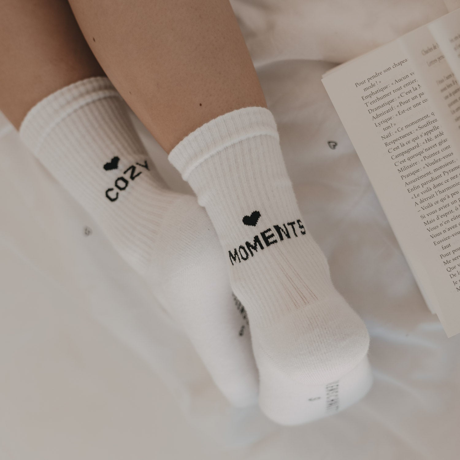 Socken "Cozy Moments" weiss 39-42 - Eulenschnitt