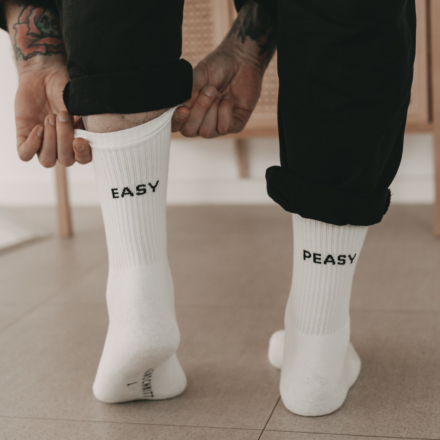 Socks "Easy peasy" white 39-42 - Eulenschnitt