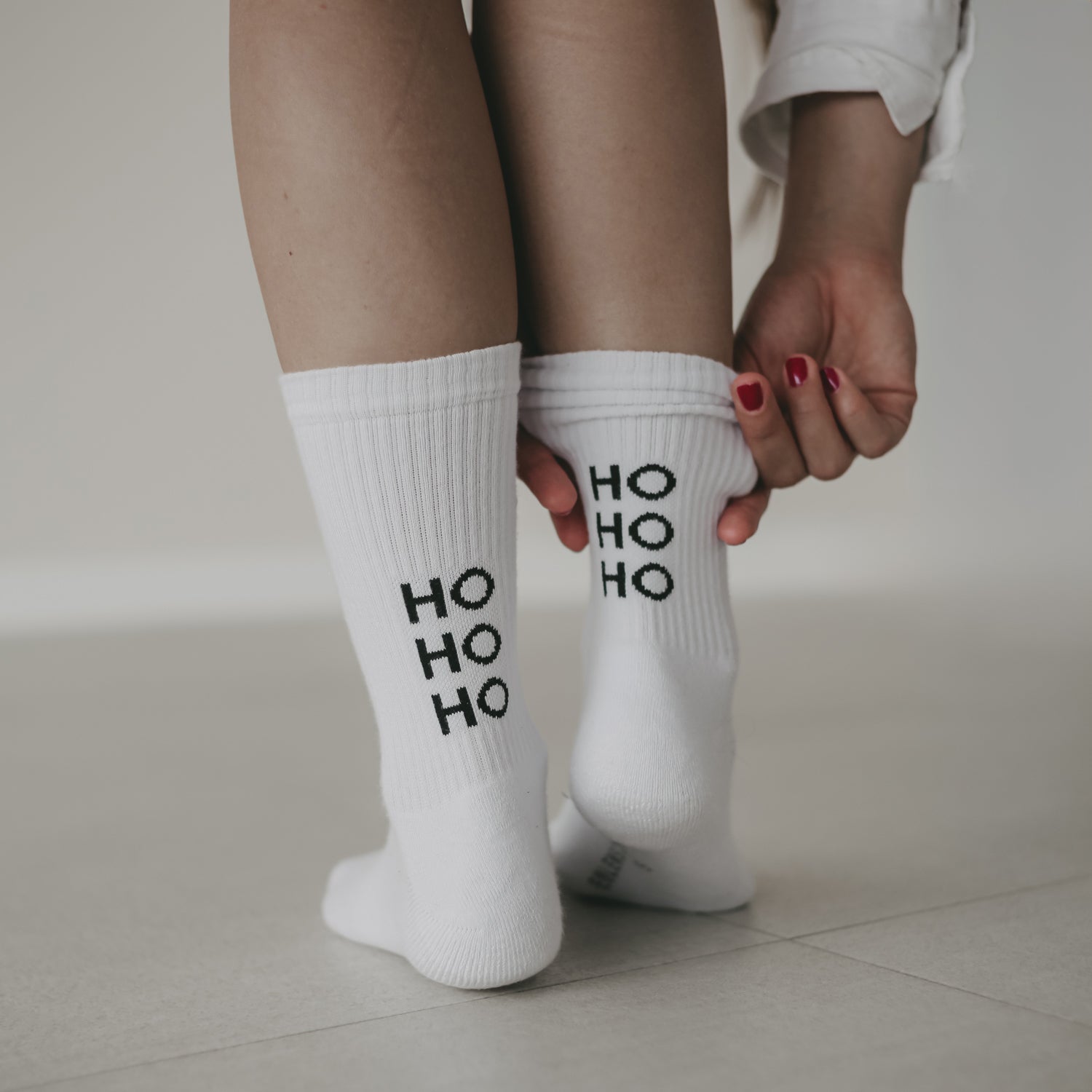 Socken "HO HO HO" weiss 39–42 - Eulenschnitt