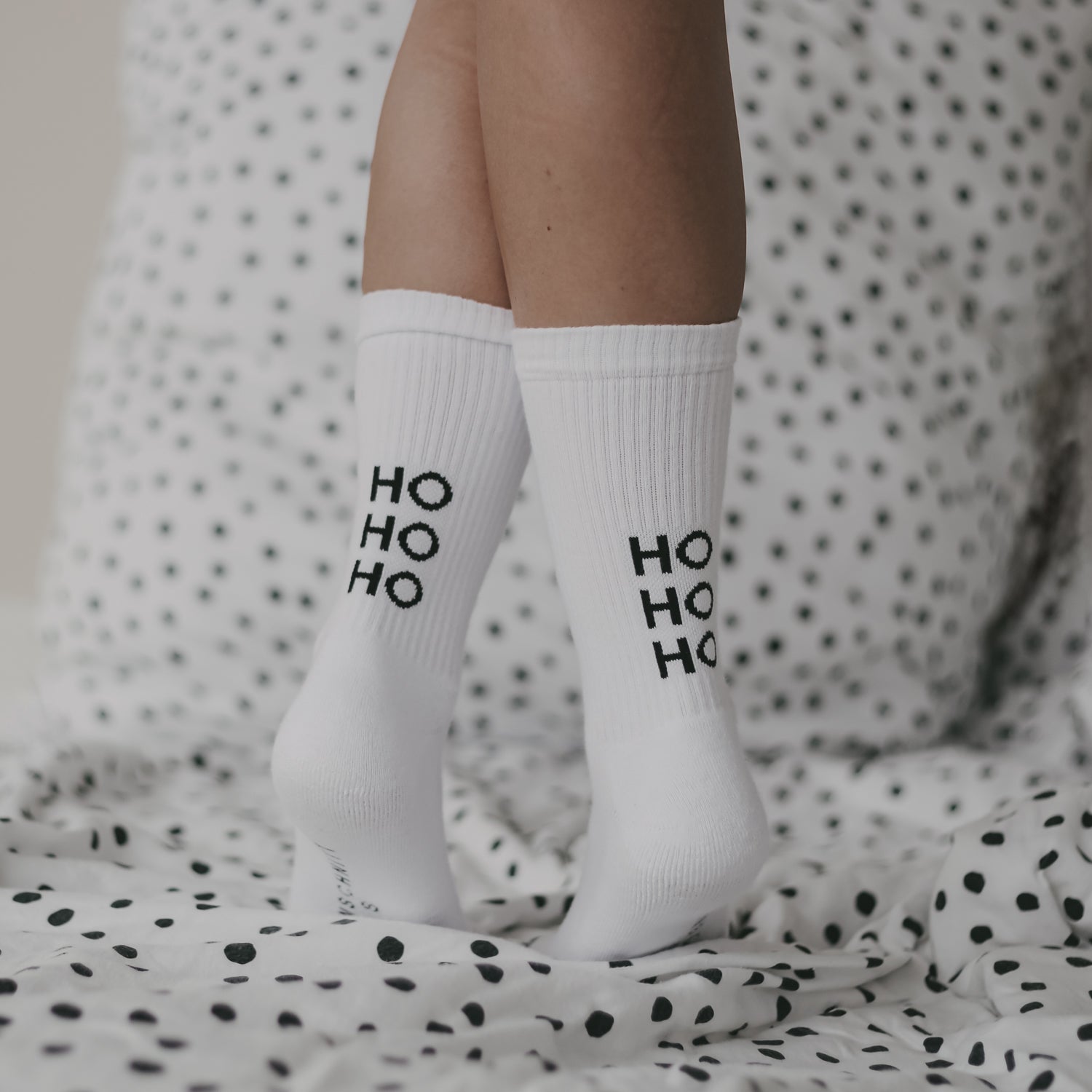 Socken "HO HO HO" weiss 39–42 - Eulenschnitt