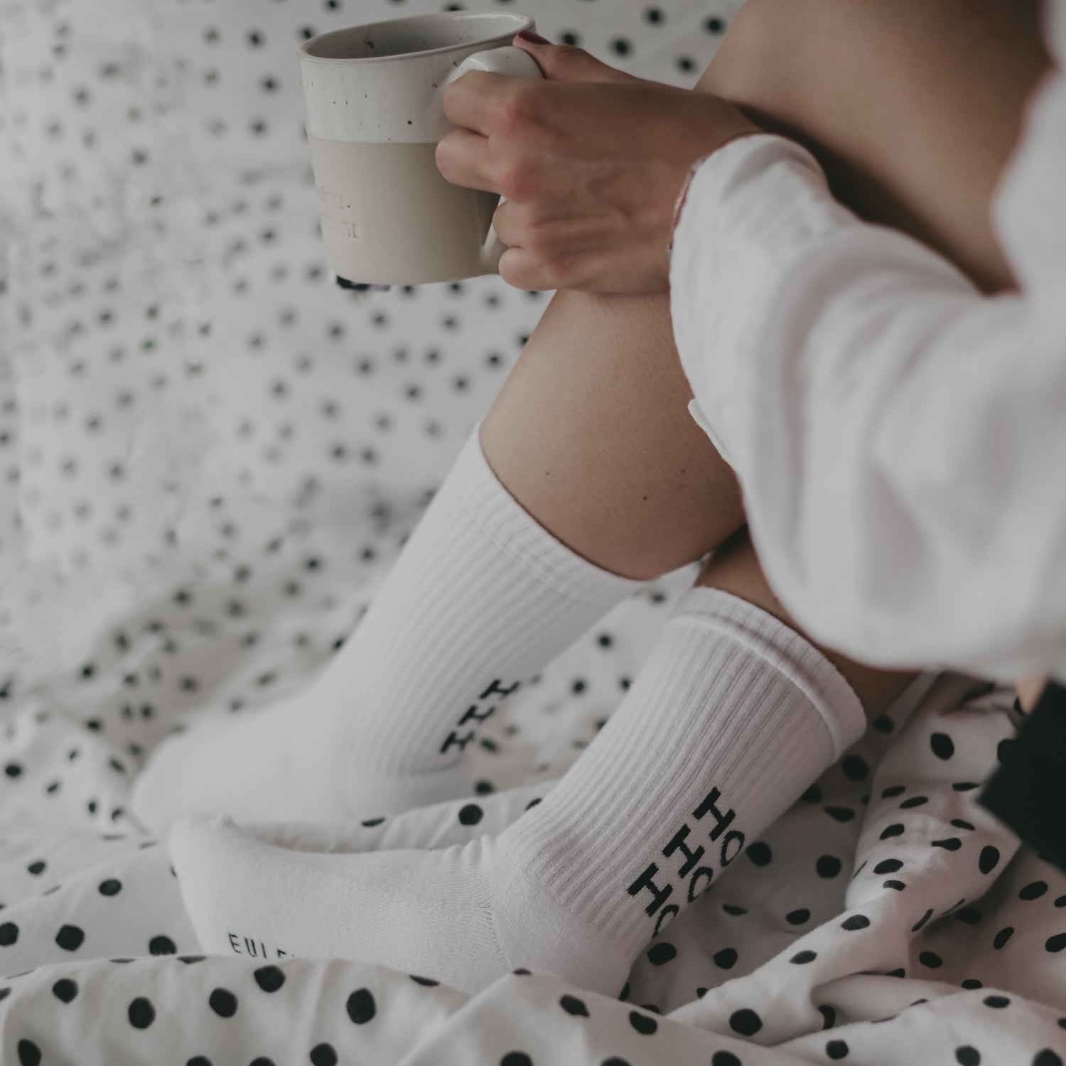 Socken "HO HO HO" weiss 43–46 - Eulenschnitt