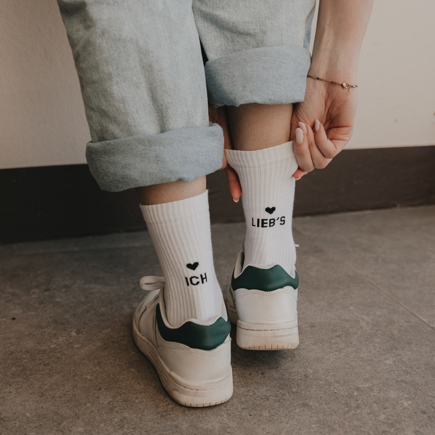Socken "Ich Liebs" weiss 35-38 - Eulenschnitt