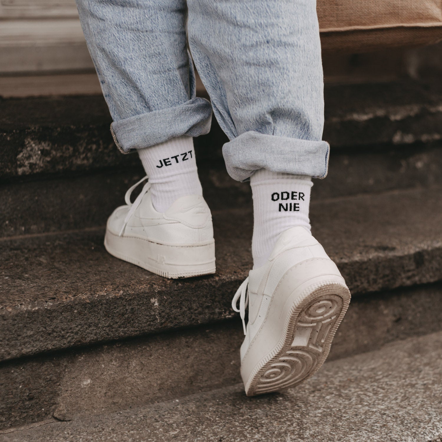 Socken "Jetzt oder nie" weiss 35–38 - Eulenschnitt