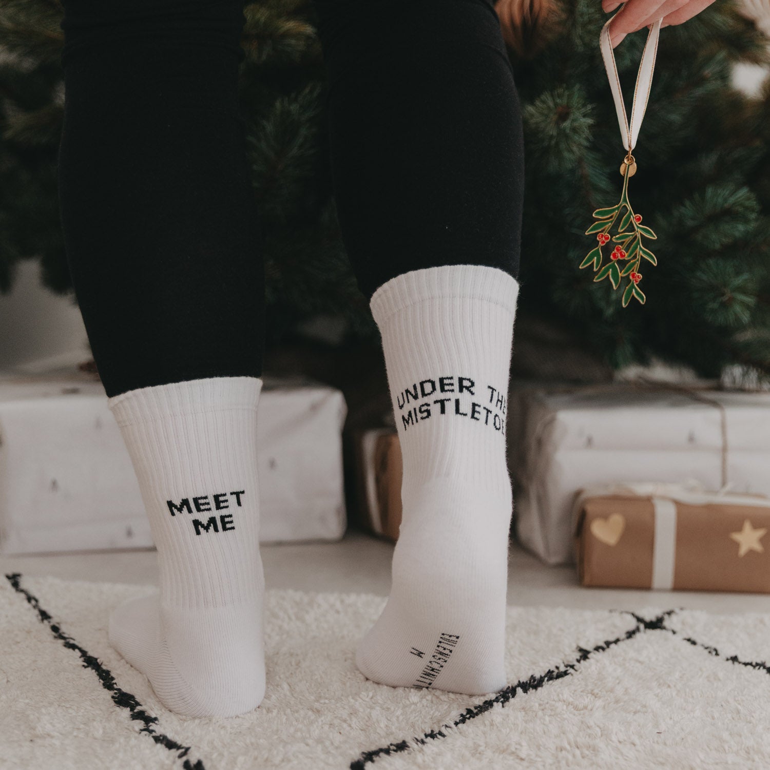 Socken "Mistletoe" weiss 35–38 - Eulenschnitt