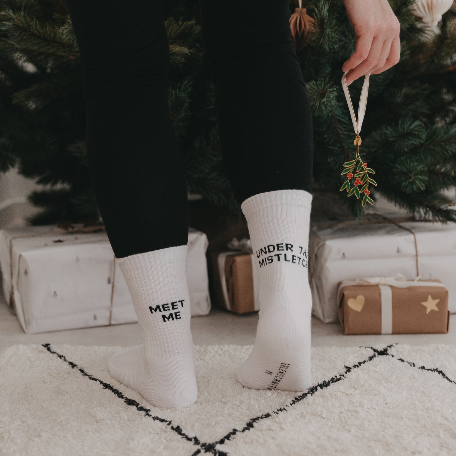 Socken "Mistletoe" weiss 39–42 - Eulenschnitt
