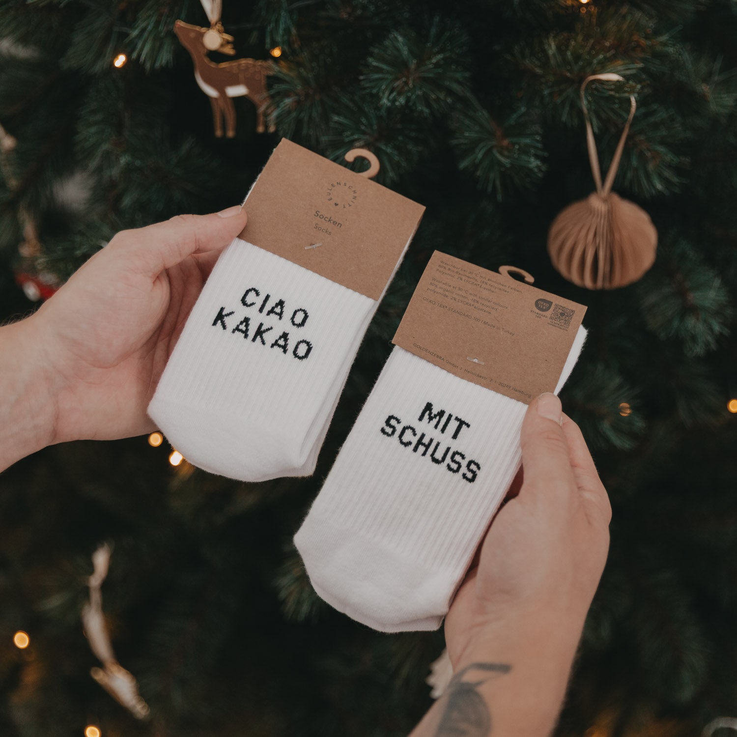 Socken "mit Schuss" weiss 43–46 - Eulenschnitt