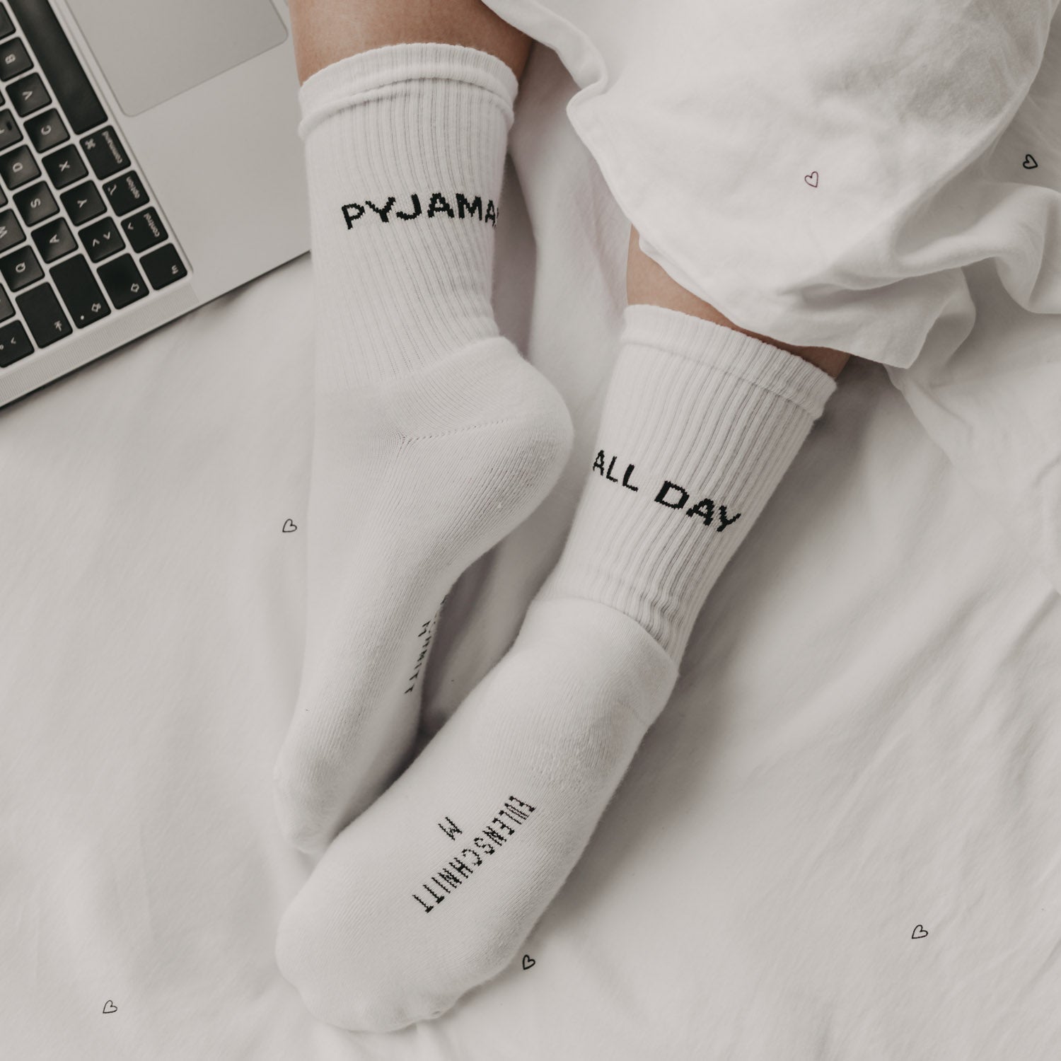 Socken "Pyjamas all day" weiss 39–42 - Eulenschnitt