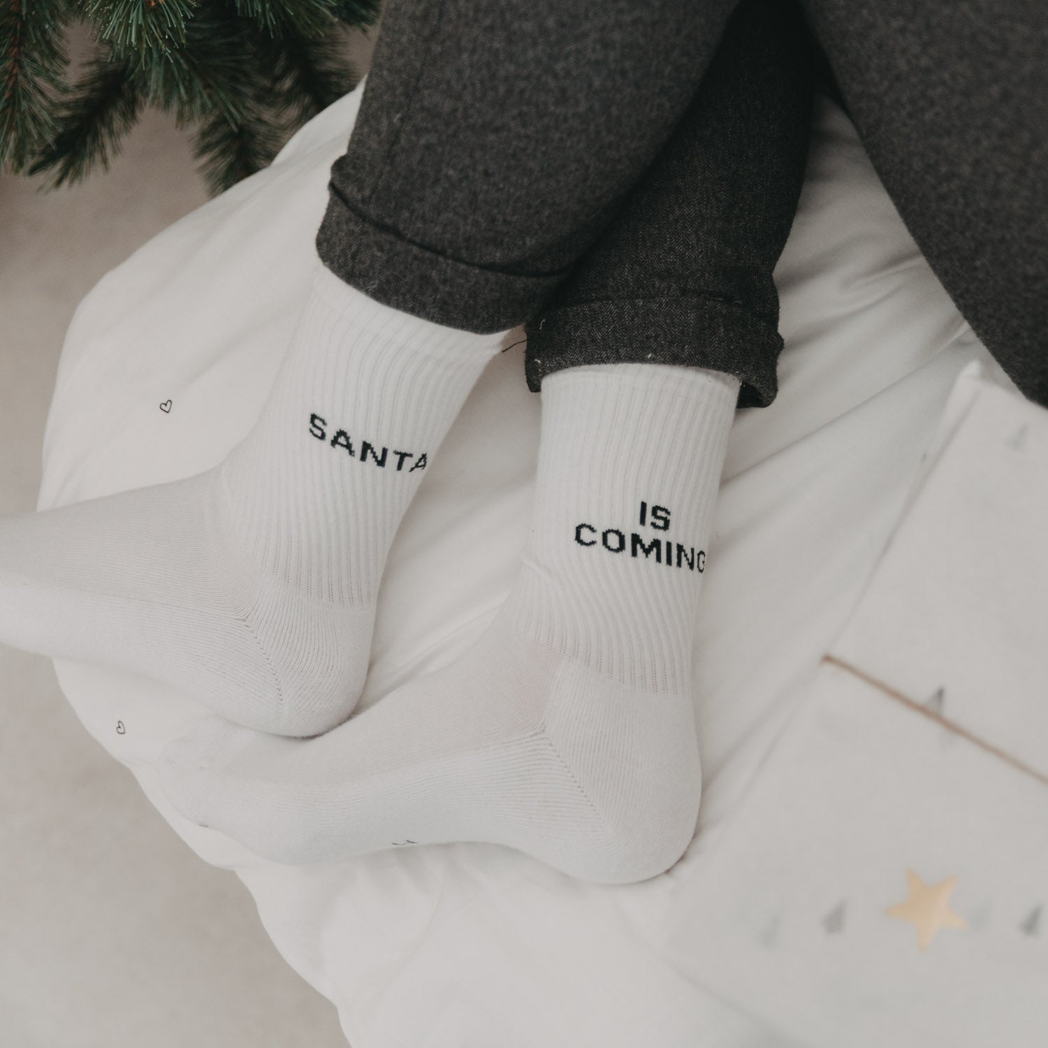 Socken "Santa" weiss 43–46 - Eulenschnitt