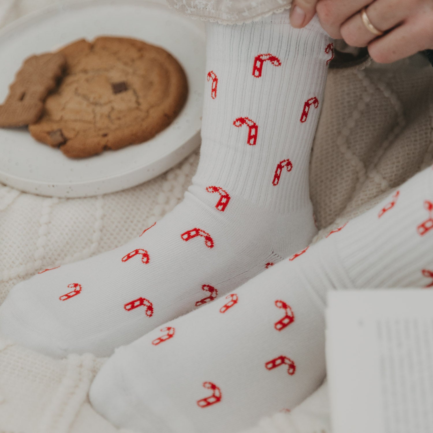 Socken Zuckerstange weiss 39–42 - Eulenschnitt