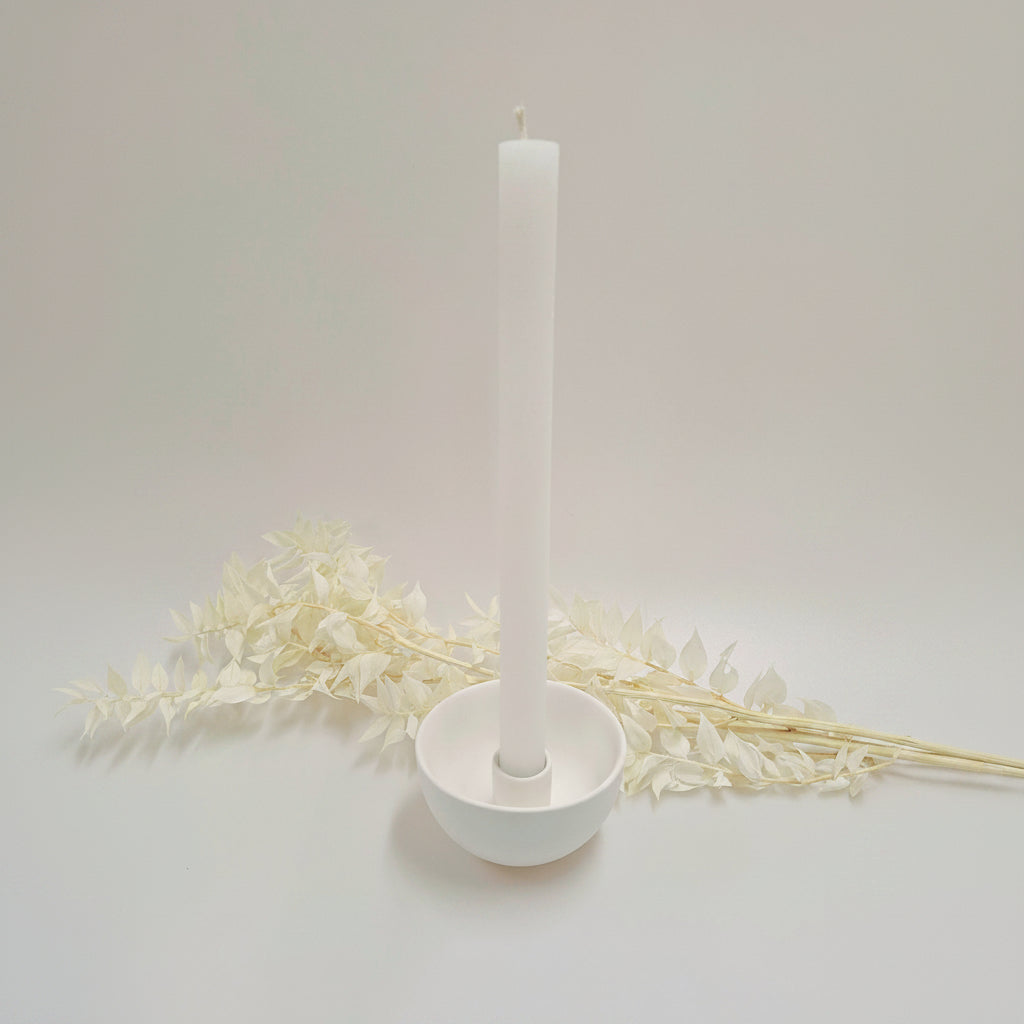 Stabkerze 28x2.2cm Weiss - Weizenkorn