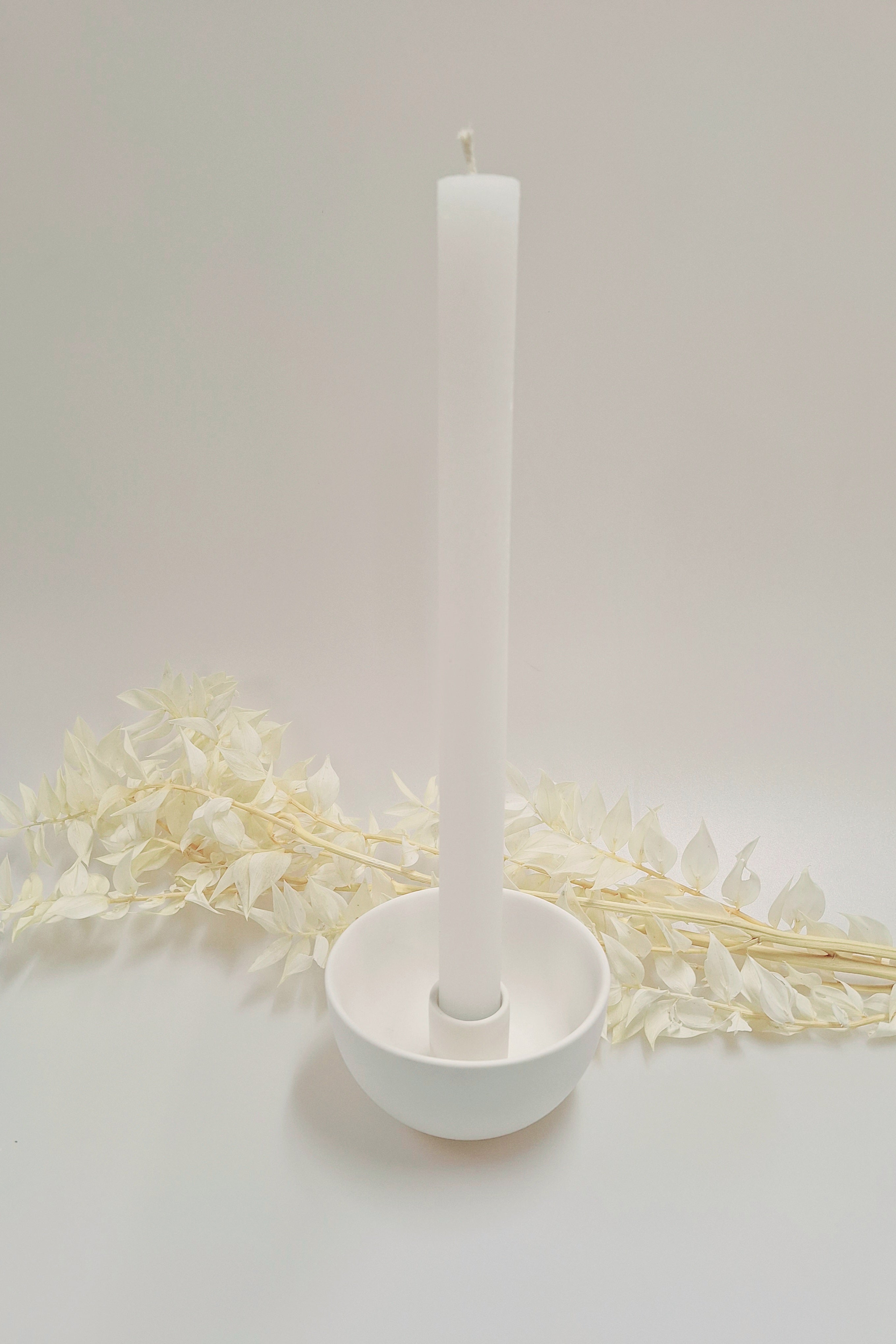 Stabkerze 28x2.2cm Weiss - Weizenkorn