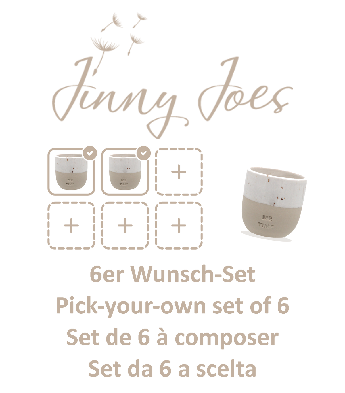 Set à composer de 6 gobelets à espresso en grès - fait main - Eulenschnitt