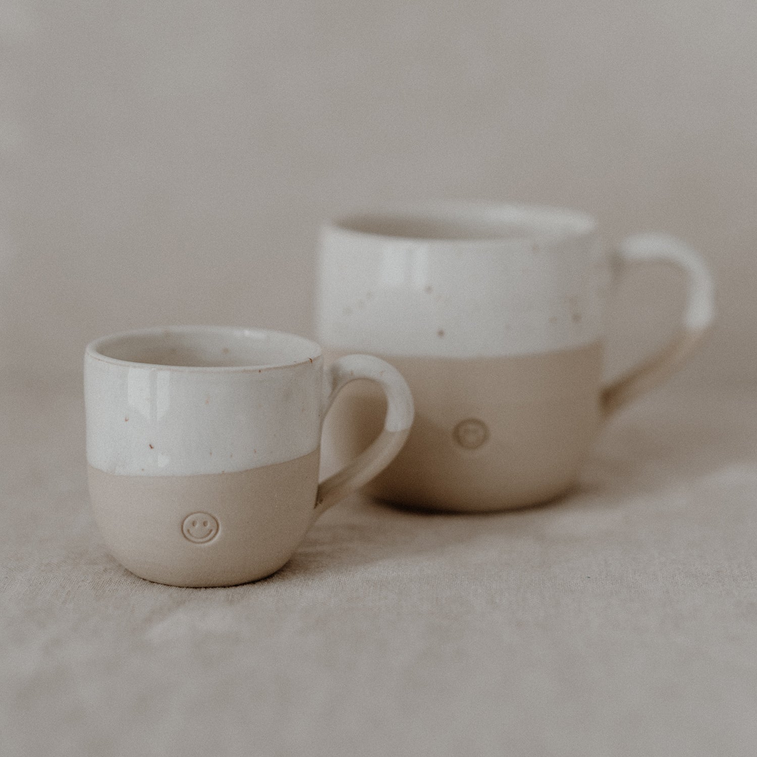 Stoneware Espresso cups Smiley - handmade - Eulenschnitt
