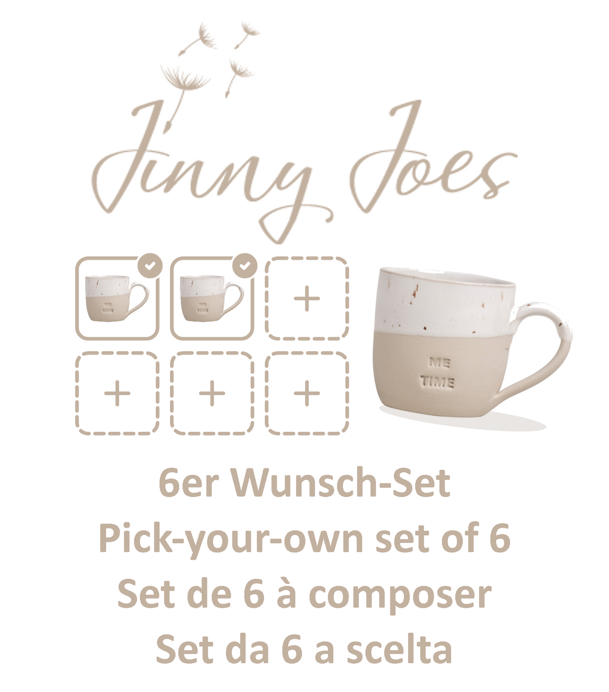 Set a scelta di 6 tazzine da espresso in gres – fatte a mano - Eulenschnitt