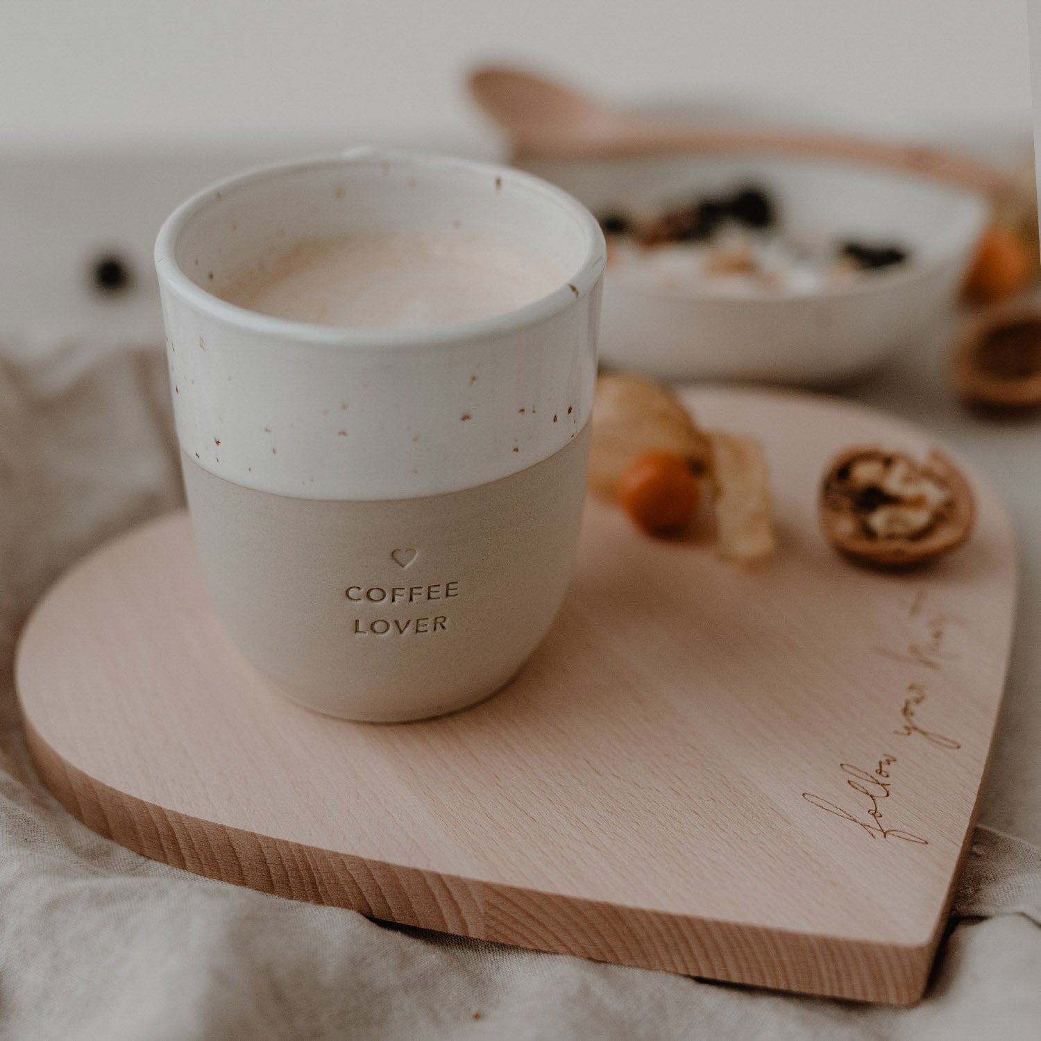 Steingutbecher "COFFEE LOVER" – handgemacht - Eulenschnitt
